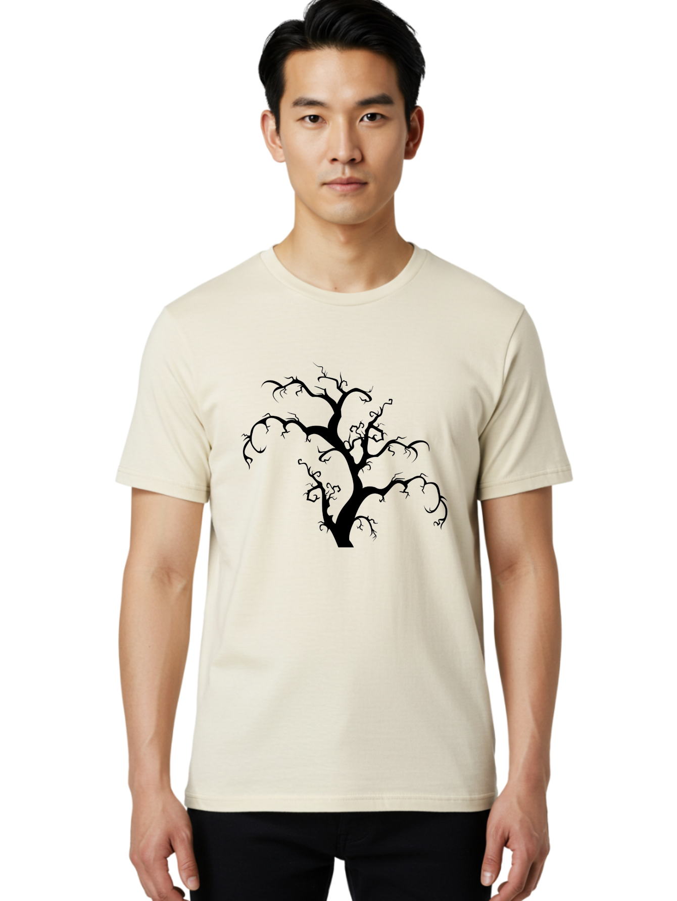 Dead-Tree-Silhouette Men'S Graphic Tee, 100% Cotton, Comfortable Casual Summer Wear, Machine Washable, Dead Tree Silhouette, Barren Branches, Spooky Atmosphere, Gothic Art, Mysterious, Haunting, Twisted, Eerie Aab213 18