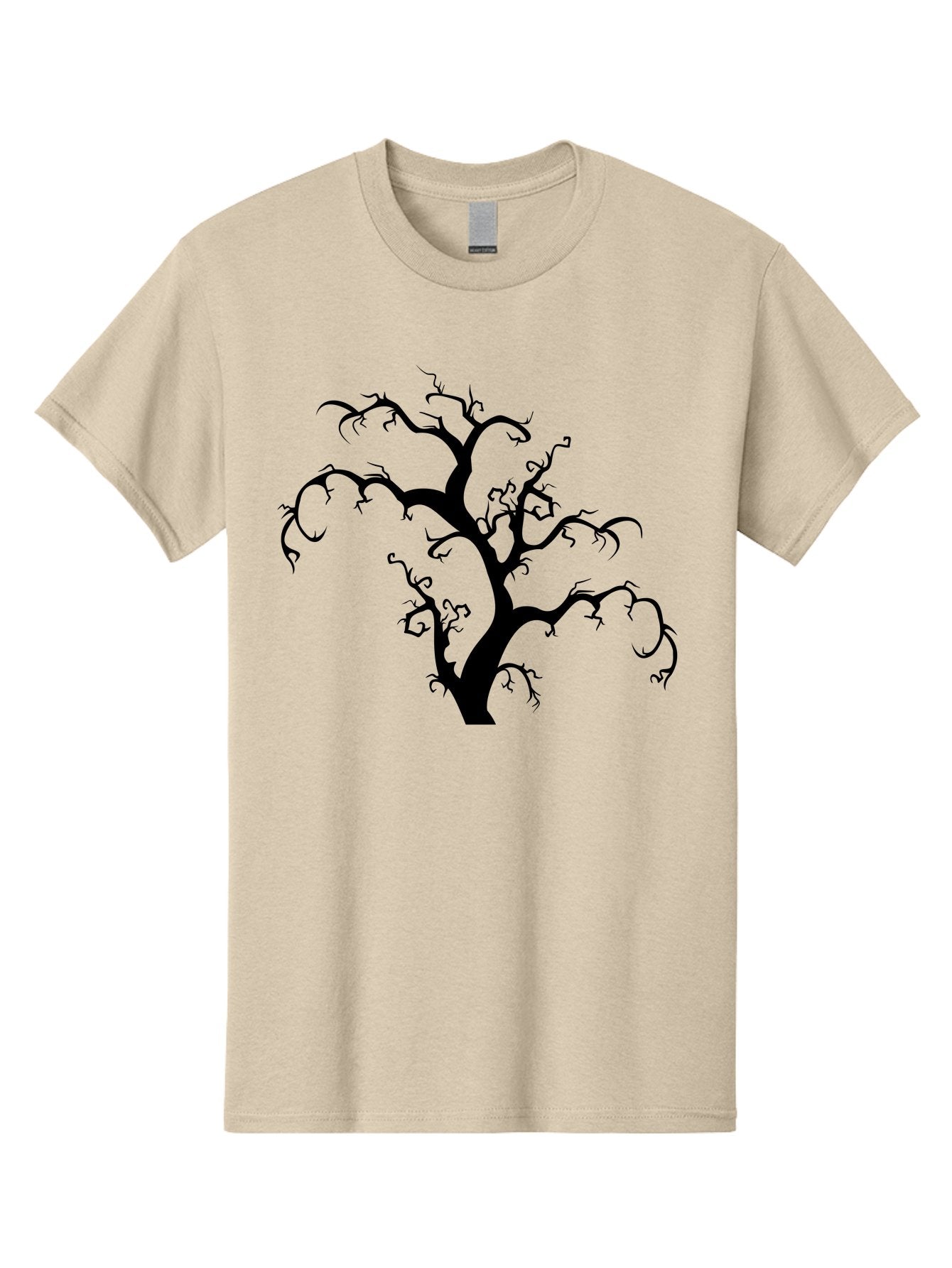 Dead-Tree-Silhouette Men'S Graphic Tee, 100% Cotton, Comfortable Casual Summer Wear, Machine Washable, Dead Tree Silhouette, Barren Branches, Spooky Atmosphere, Gothic Art, Mysterious, Haunting, Twisted, Eerie Aab213 8