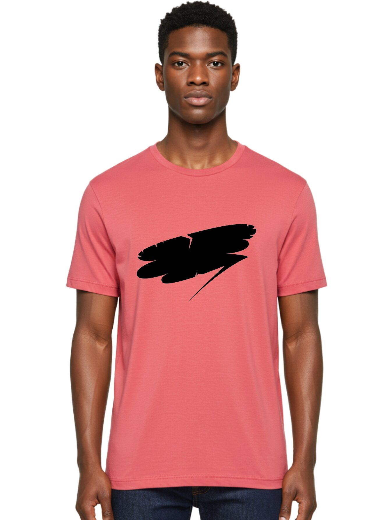 Feather-Silhouette Men'S Graphic Tee, 100% Cotton, Comfortable Casual Summer Wear, Machine Washable, Feather Silhouette, Black Feather, Minimalist Design, Simple Graphics, Bold Shapes, Graphic Elements, Abstract Art Aab214 25