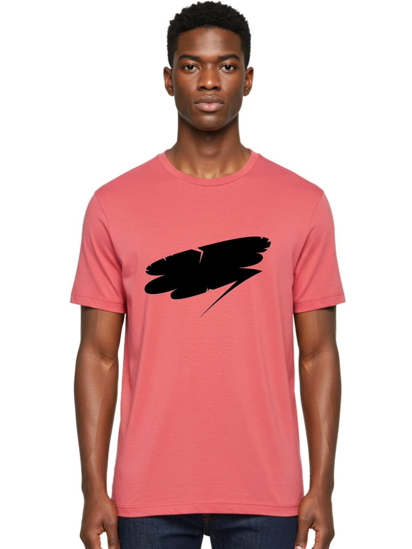 Feather-Silhouette Men'S Graphic Tee, 100% Cotton, Comfortable Casual Summer Wear, Machine Washable, Feather Silhouette, Black Feather, Minimalist Design, Simple Graphics, Bold Shapes, Graphic Elements, Abstract Art Aab214 6