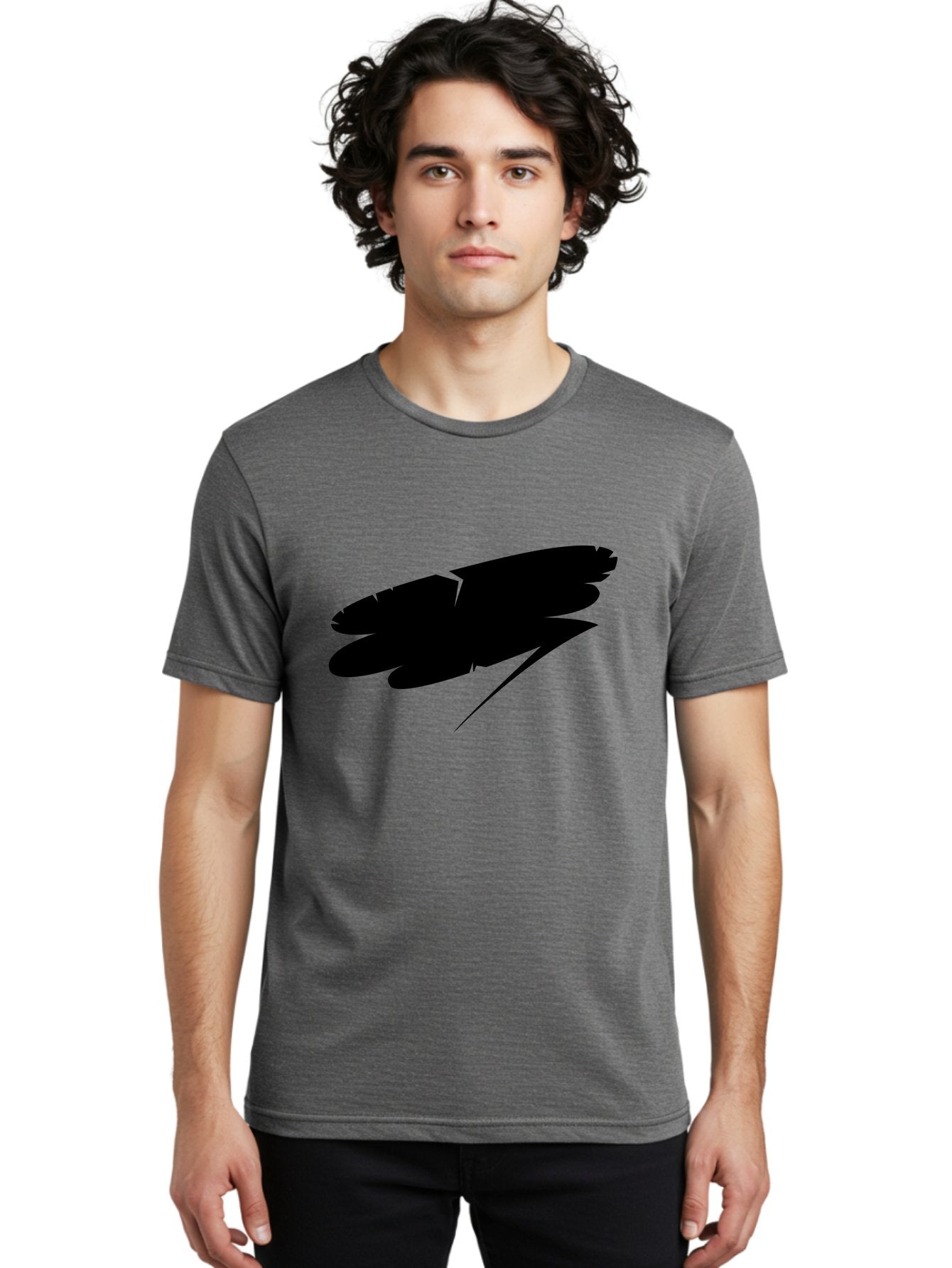 Feather-Silhouette Men'S Graphic Tee, 100% Cotton, Comfortable Casual Summer Wear, Machine Washable, Feather Silhouette, Black Feather, Minimalist Design, Simple Graphics, Bold Shapes, Graphic Elements, Abstract Art Aab214 19