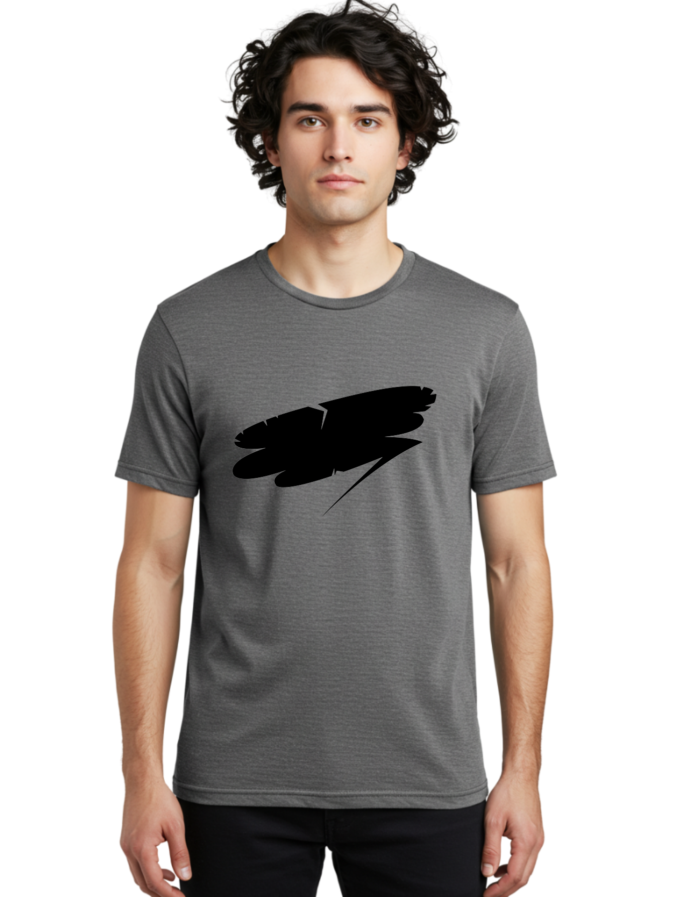Feather-Silhouette Men'S Graphic Tee, 100% Cotton, Comfortable Casual Summer Wear, Machine Washable, Feather Silhouette, Black Feather, Minimalist Design, Simple Graphics, Bold Shapes, Graphic Elements, Abstract Art Aab214 10
