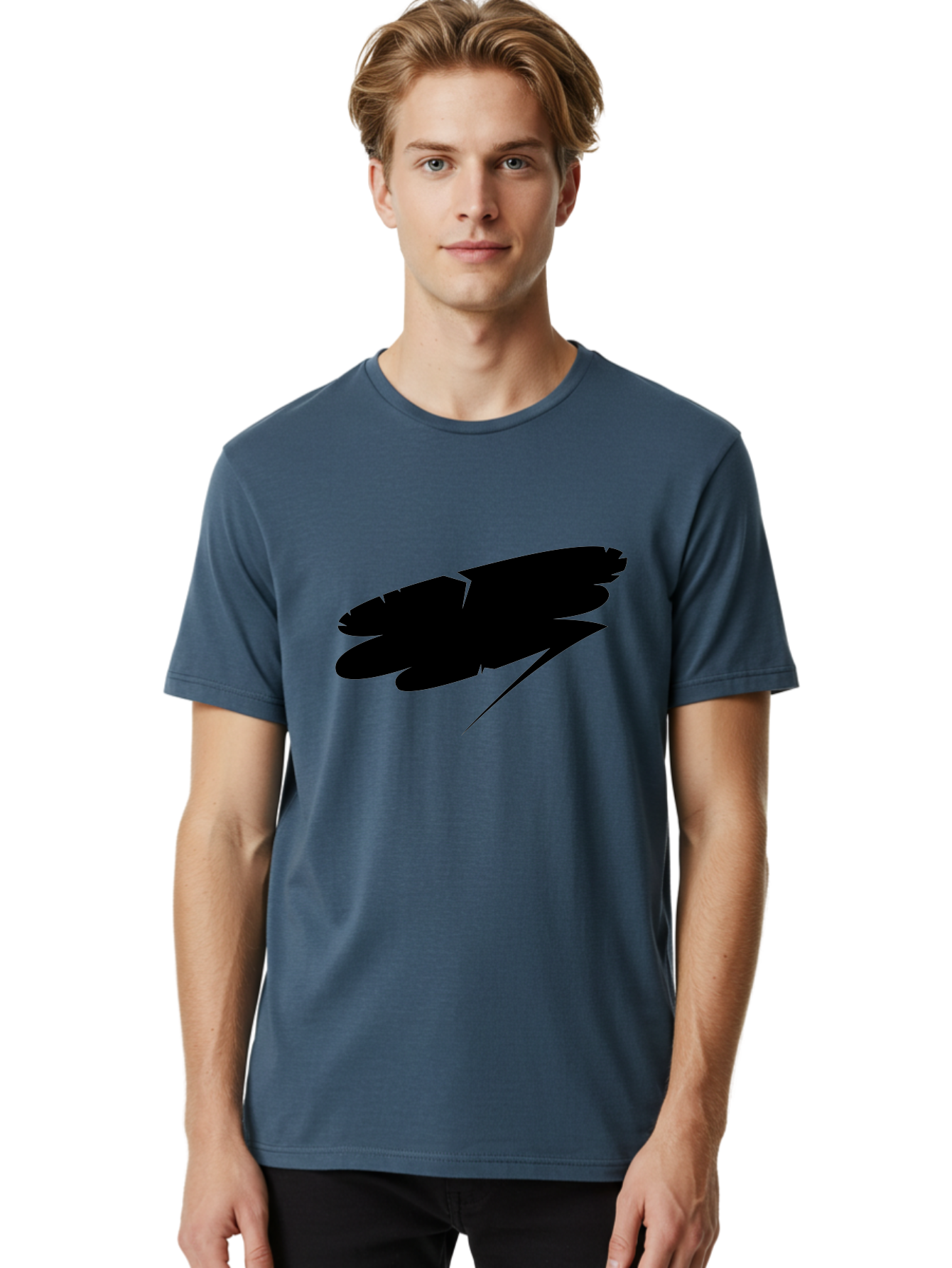 Feather-Silhouette Men'S Graphic Tee, 100% Cotton, Comfortable Casual Summer Wear, Machine Washable, Feather Silhouette, Black Feather, Minimalist Design, Simple Graphics, Bold Shapes, Graphic Elements, Abstract Art Aab214 12