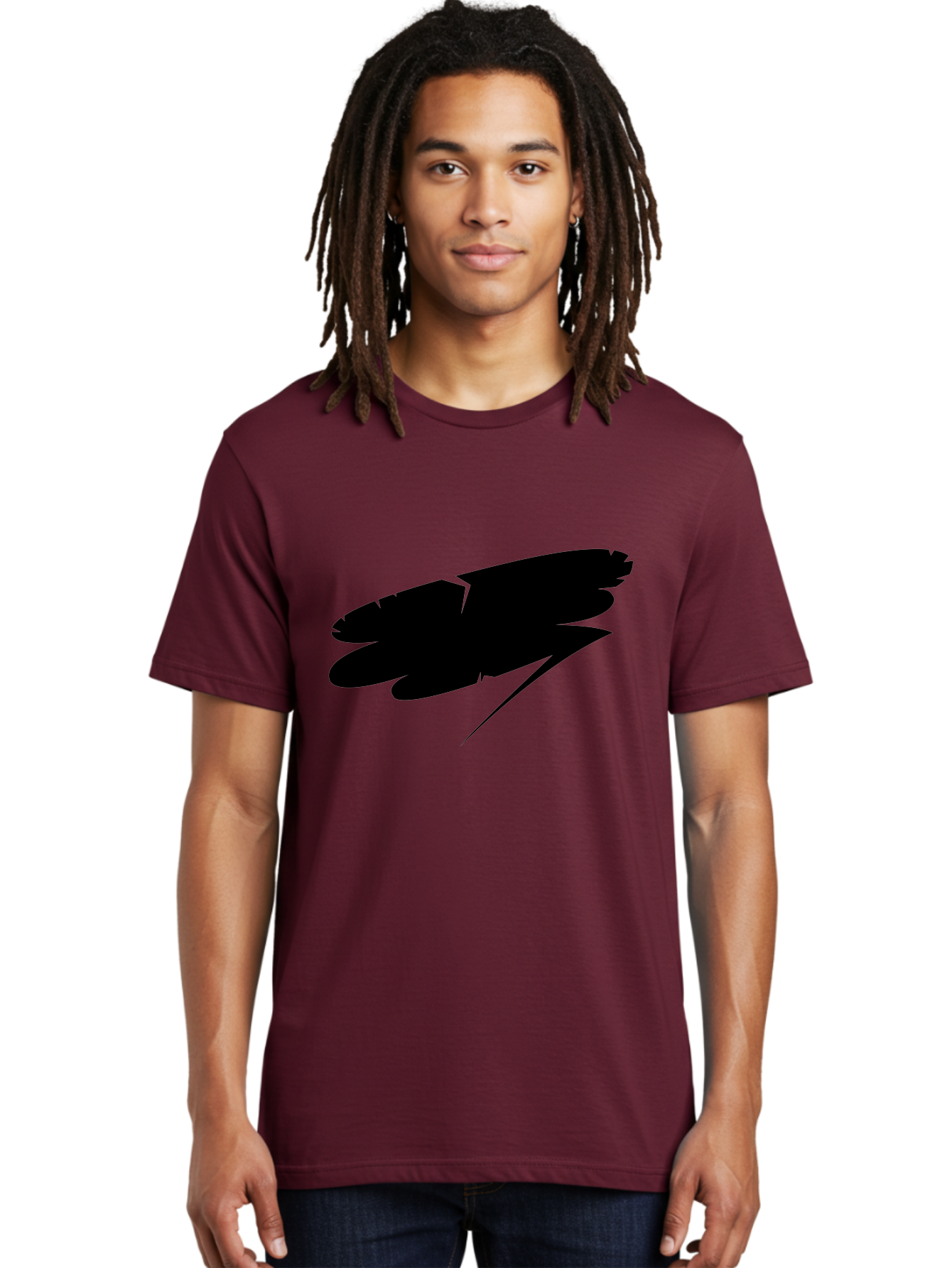Feather-Silhouette Men'S Graphic Tee, 100% Cotton, Comfortable Casual Summer Wear, Machine Washable, Feather Silhouette, Black Feather, Minimalist Design, Simple Graphics, Bold Shapes, Graphic Elements, Abstract Art Aab214 14