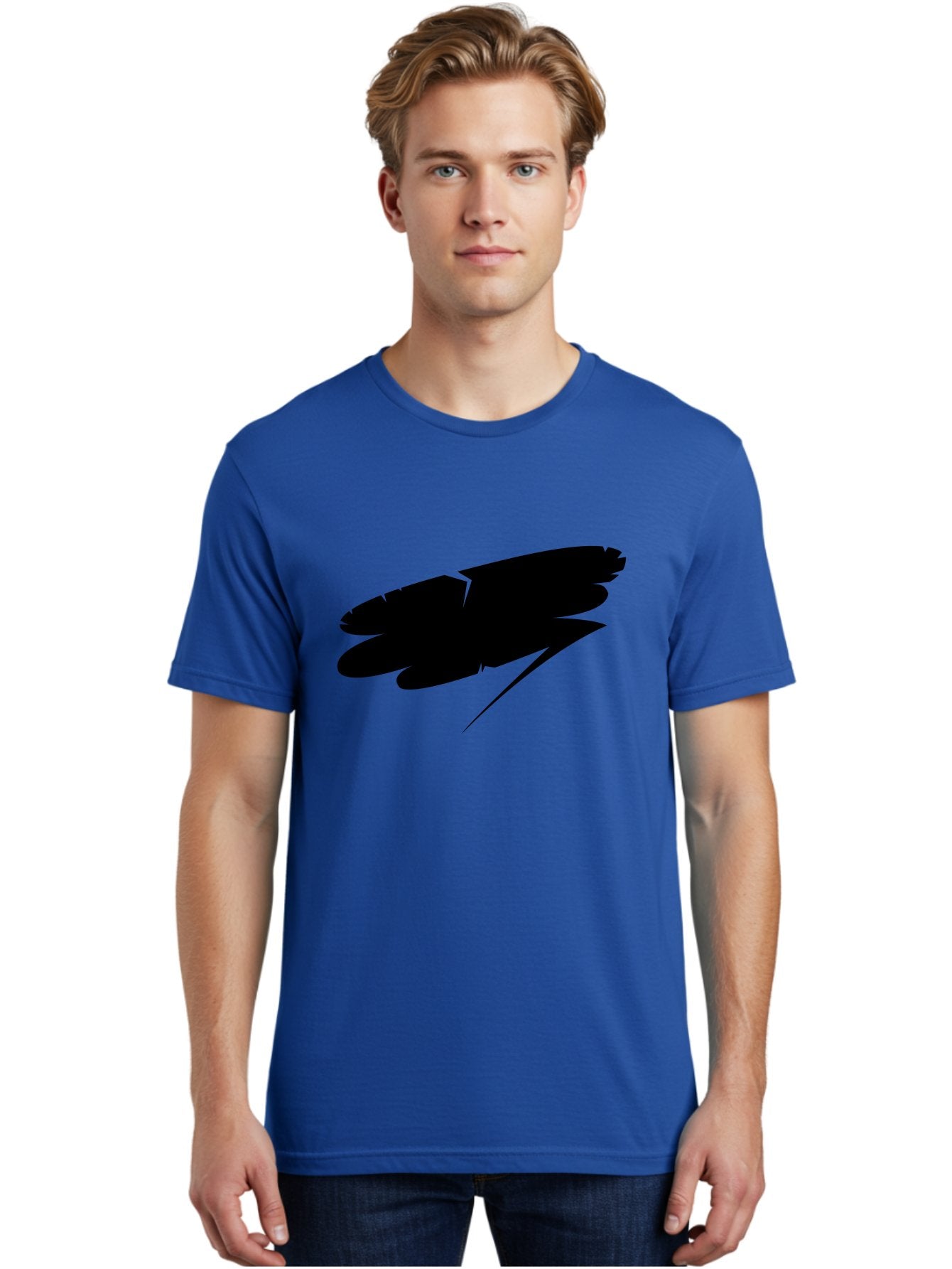 Feather-Silhouette Men'S Graphic Tee, 100% Cotton, Comfortable Casual Summer Wear, Machine Washable, Feather Silhouette, Black Feather, Minimalist Design, Simple Graphics, Bold Shapes, Graphic Elements, Abstract Art Aab214 26