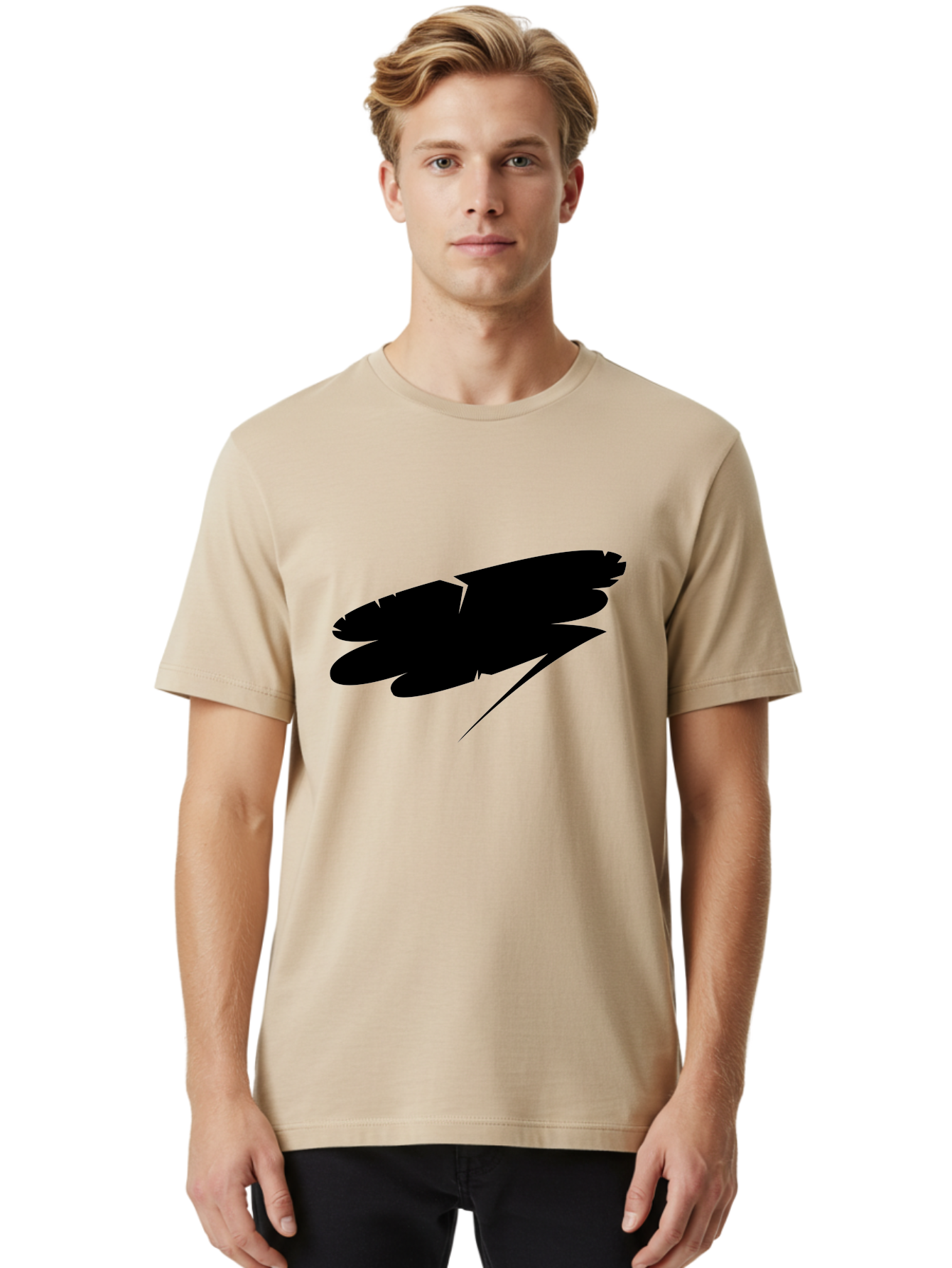 Feather-Silhouette Men'S Graphic Tee, 100% Cotton, Comfortable Casual Summer Wear, Machine Washable, Feather Silhouette, Black Feather, Minimalist Design, Simple Graphics, Bold Shapes, Graphic Elements, Abstract Art Aab214 28