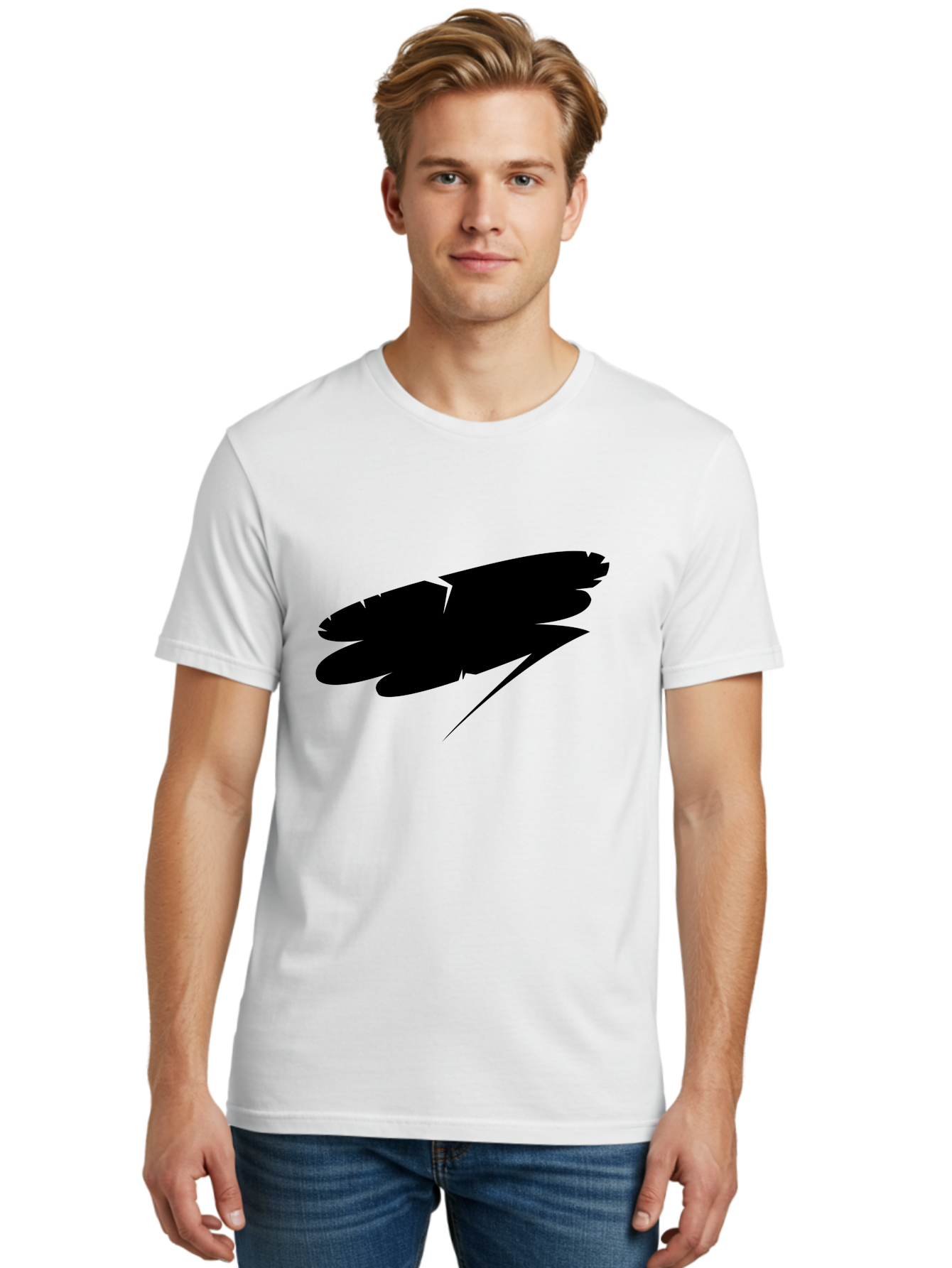 Feather-Silhouette Men'S Graphic Tee, 100% Cotton, Comfortable Casual Summer Wear, Machine Washable, Feather Silhouette, Black Feather, Minimalist Design, Simple Graphics, Bold Shapes, Graphic Elements, Abstract Art Aab214 30