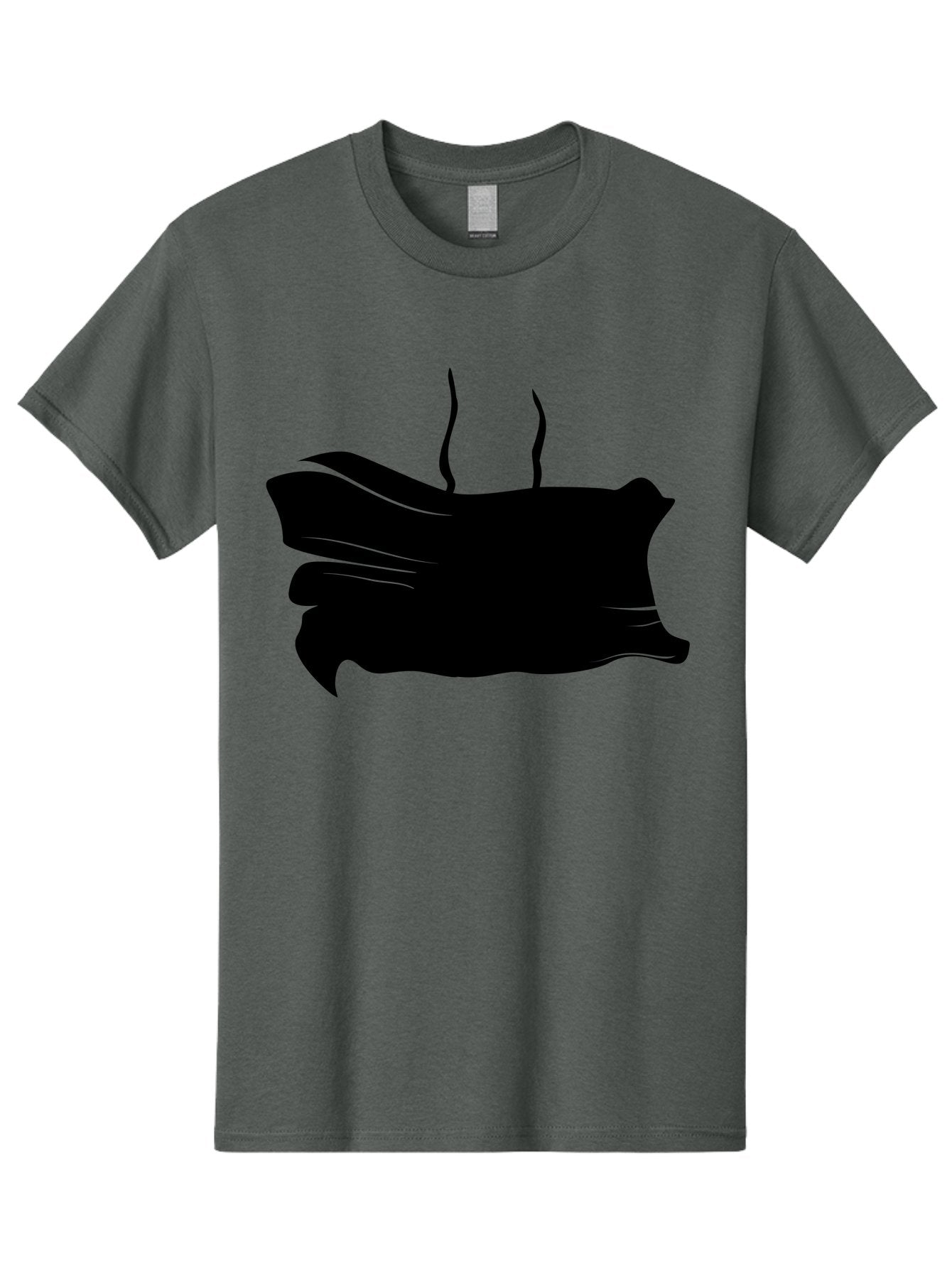 Fish-Silhouette Men'S Graphic Tee, 100% Cotton, Comfortable Casual Summer Wear, Machine Washable, Black Smear, Abstract Art, Brush Stroke, Artistic Expression, Creative Design, Modern Art, Hand Drawn, Digital Art Aab215 3