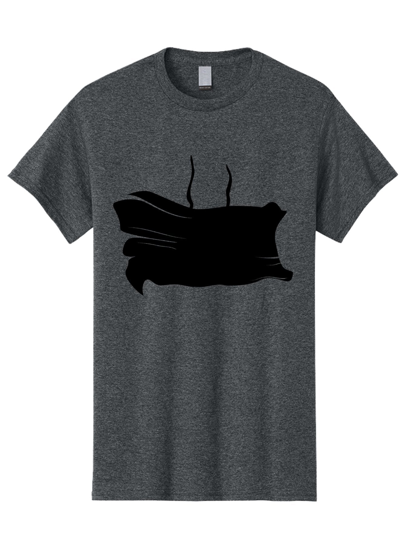 Fish-Silhouette Men'S Graphic Tee, 100% Cotton, Comfortable Casual Summer Wear, Machine Washable, Black Smear, Abstract Art, Brush Stroke, Artistic Expression, Creative Design, Modern Art, Hand Drawn, Digital Art Aab215 8