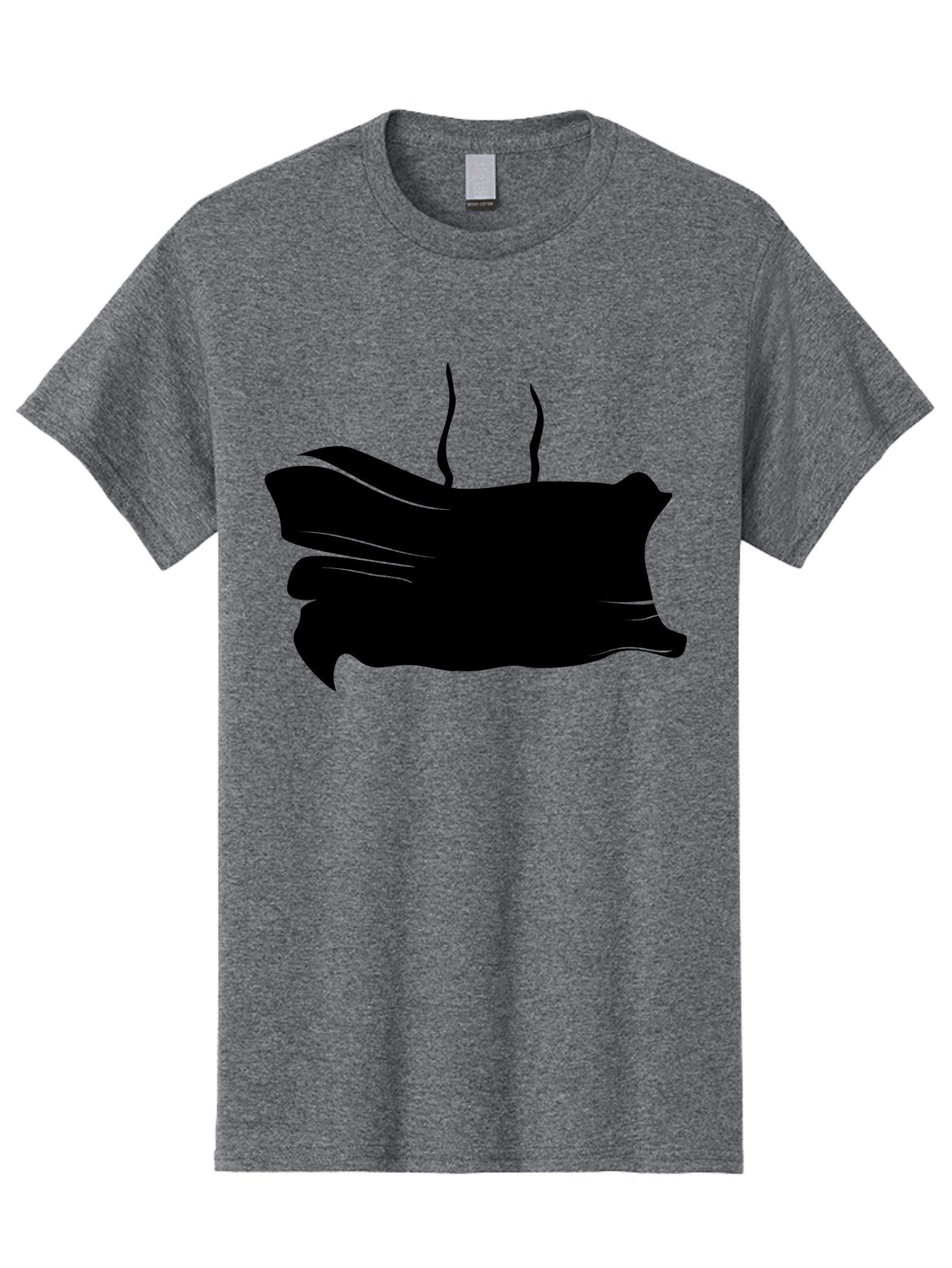 Fish-Silhouette Men'S Graphic Tee, 100% Cotton, Comfortable Casual Summer Wear, Machine Washable, Black Smear, Abstract Art, Brush Stroke, Artistic Expression, Creative Design, Modern Art, Hand Drawn, Digital Art Aab215 4