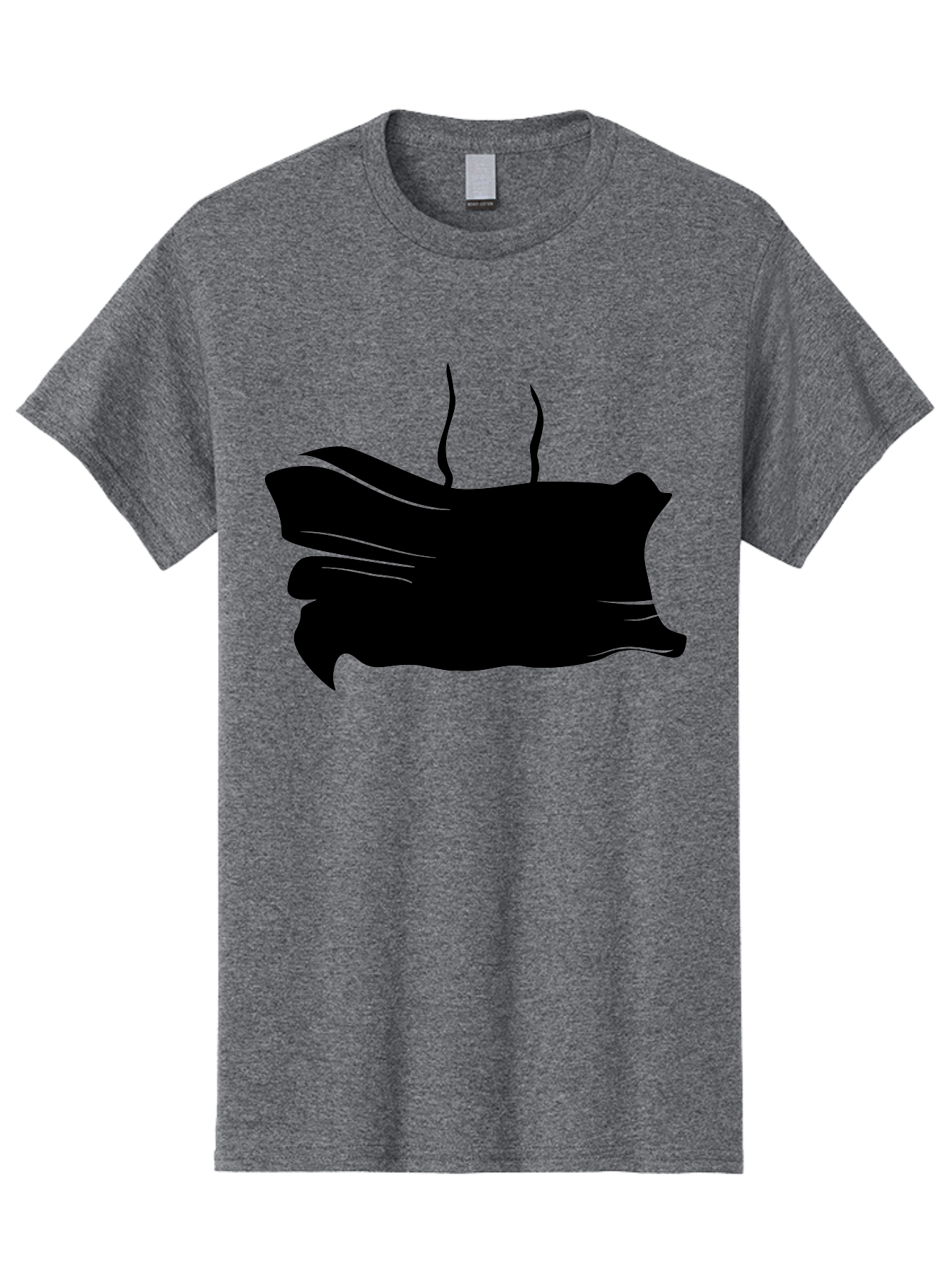 Fish-Silhouette Men'S Graphic Tee, 100% Cotton, Comfortable Casual Summer Wear, Machine Washable, Black Smear, Abstract Art, Brush Stroke, Artistic Expression, Creative Design, Modern Art, Hand Drawn, Digital Art Aab215 9