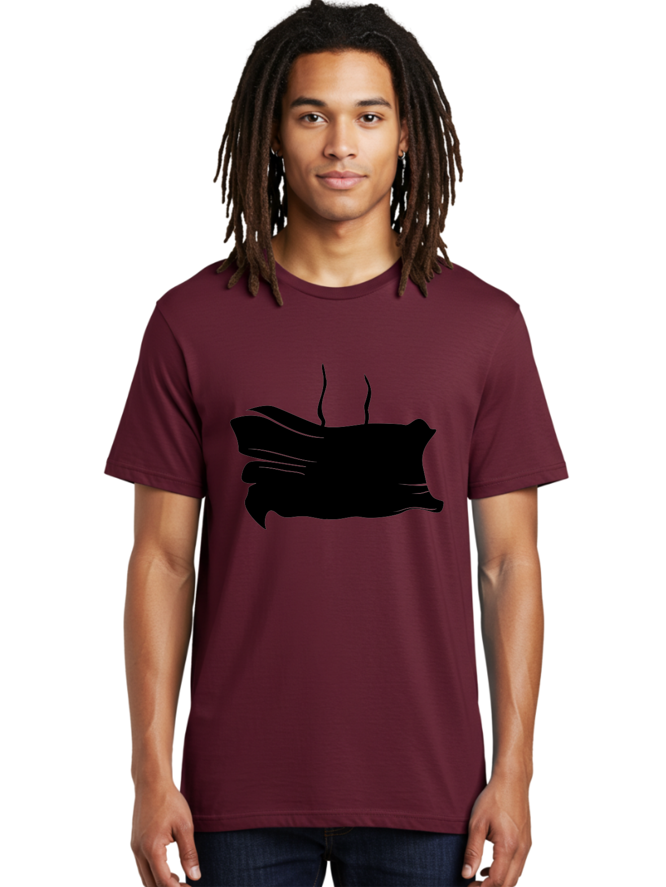 Fish-Silhouette Men'S Graphic Tee, 100% Cotton, Comfortable Casual Summer Wear, Machine Washable, Black Smear, Abstract Art, Brush Stroke, Artistic Expression, Creative Design, Modern Art, Hand Drawn, Digital Art Aab215 14