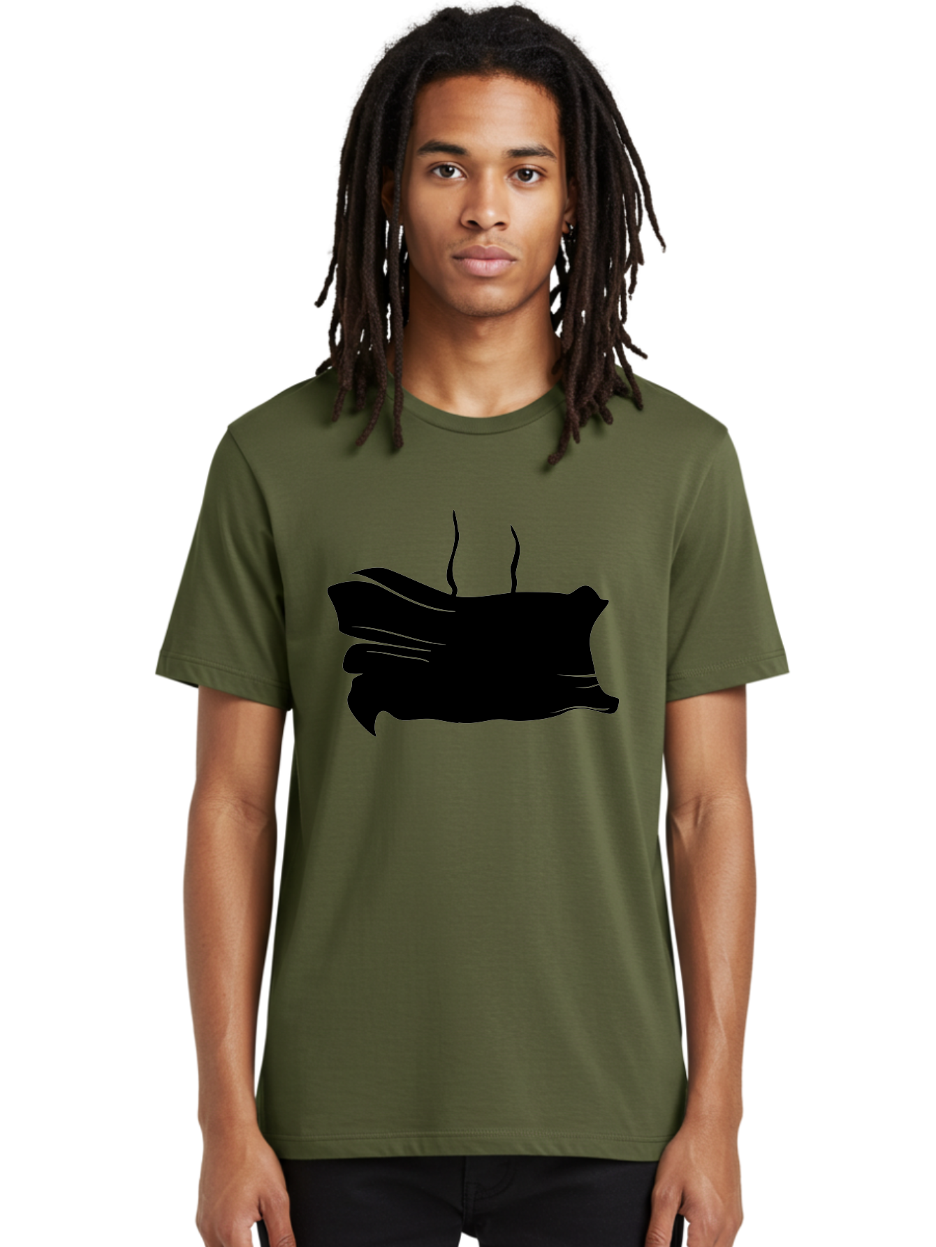 Fish-Silhouette Men'S Graphic Tee, 100% Cotton, Comfortable Casual Summer Wear, Machine Washable, Black Smear, Abstract Art, Brush Stroke, Artistic Expression, Creative Design, Modern Art, Hand Drawn, Digital Art Aab215 16
