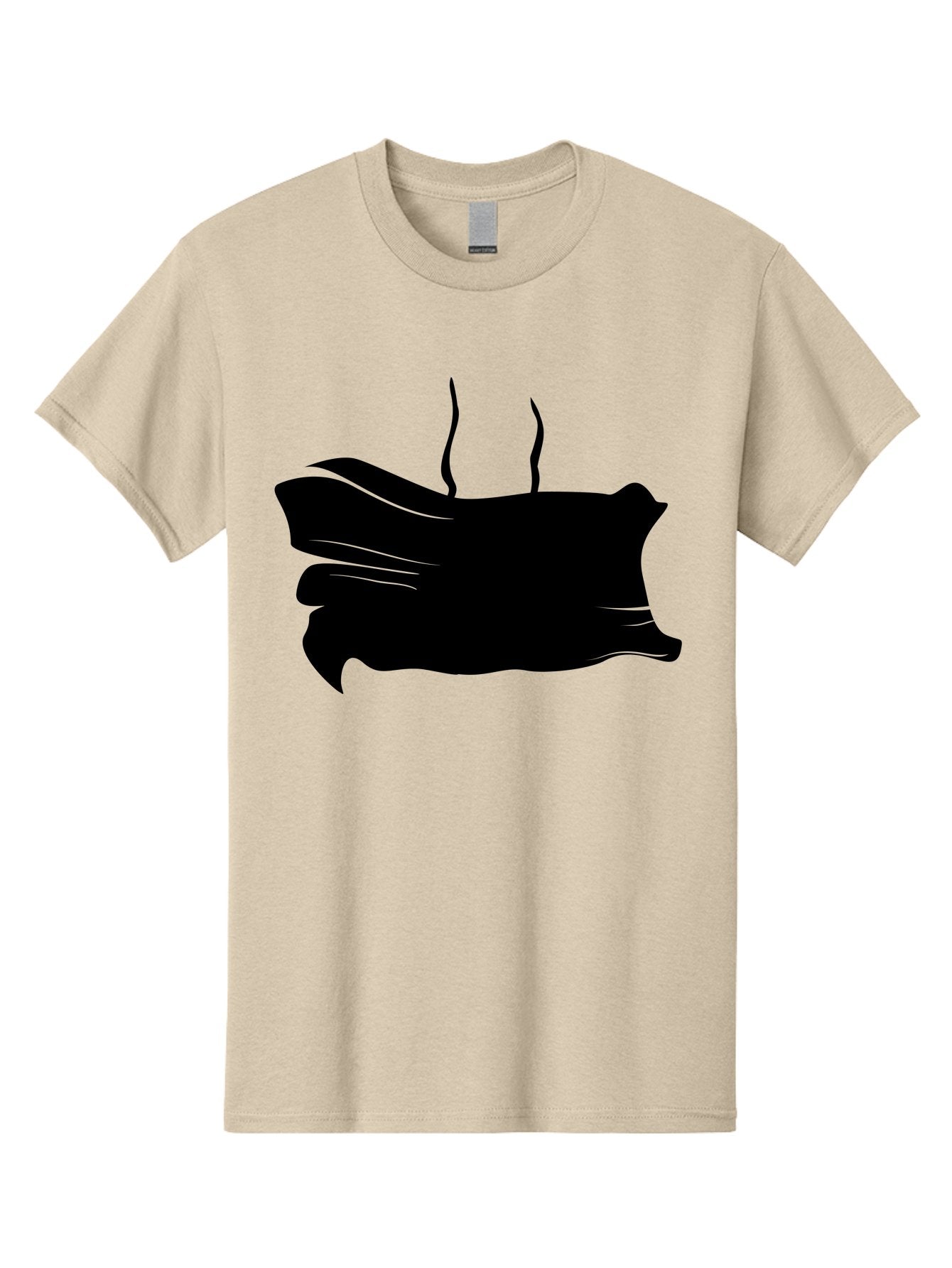 Fish-Silhouette Men'S Graphic Tee, 100% Cotton, Comfortable Casual Summer Wear, Machine Washable, Black Smear, Abstract Art, Brush Stroke, Artistic Expression, Creative Design, Modern Art, Hand Drawn, Digital Art Aab215