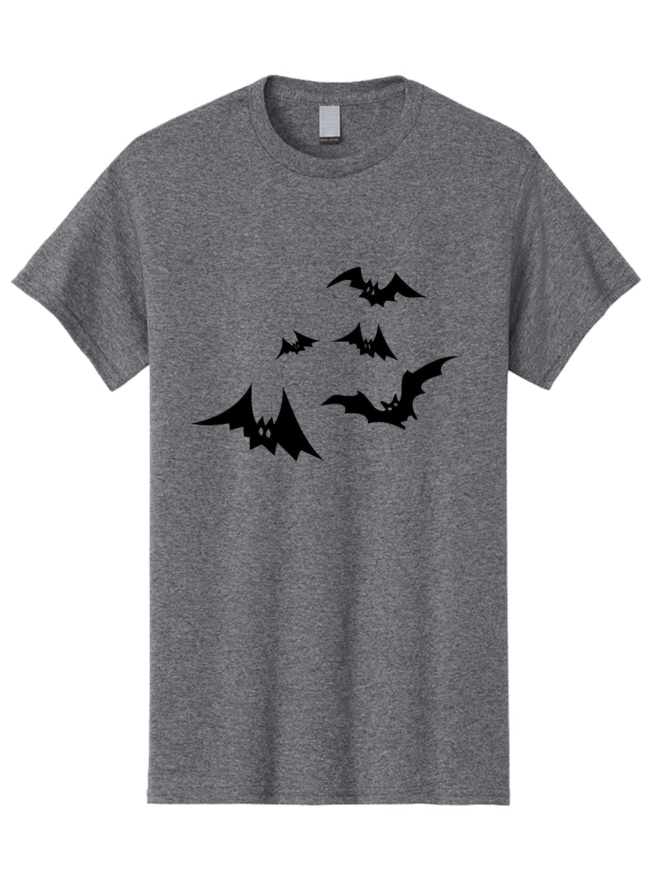 Flying-Bats Men'S Graphic Tee, 100% Cotton, Comfortable Casual Summer Wear, Machine Washable, Black Bats, Flying Bats, Halloween Symbols, Spooky Creatures, Gothic Decorations, Eerie Silhouettes, Dark Magic, Halloween Decorations Aab216 13