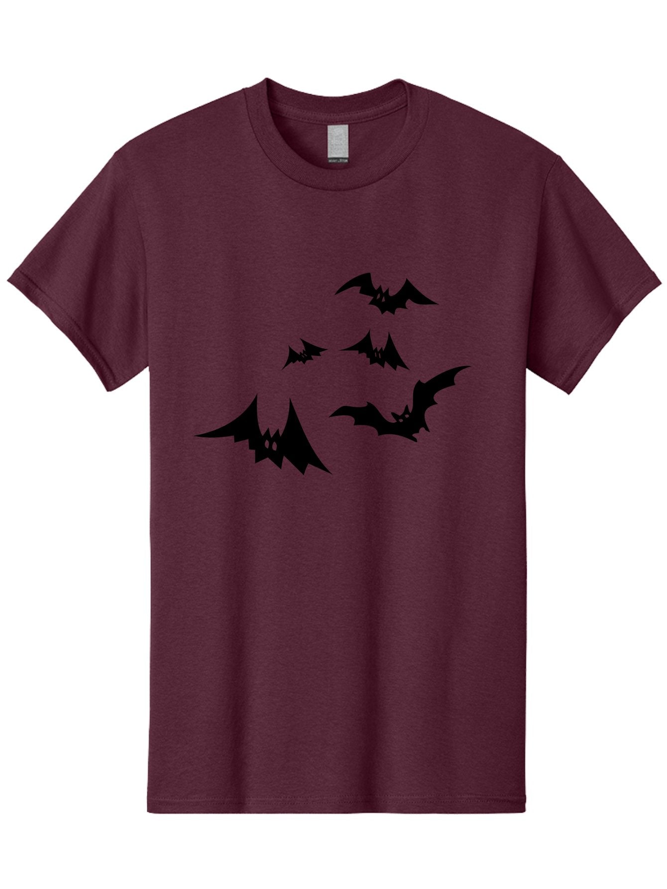 Flying-Bats Men'S Graphic Tee, 100% Cotton, Comfortable Casual Summer Wear, Machine Washable, Black Bats, Flying Bats, Halloween Symbols, Spooky Creatures, Gothic Decorations, Eerie Silhouettes, Dark Magic, Halloween Decorations Aab216 10
