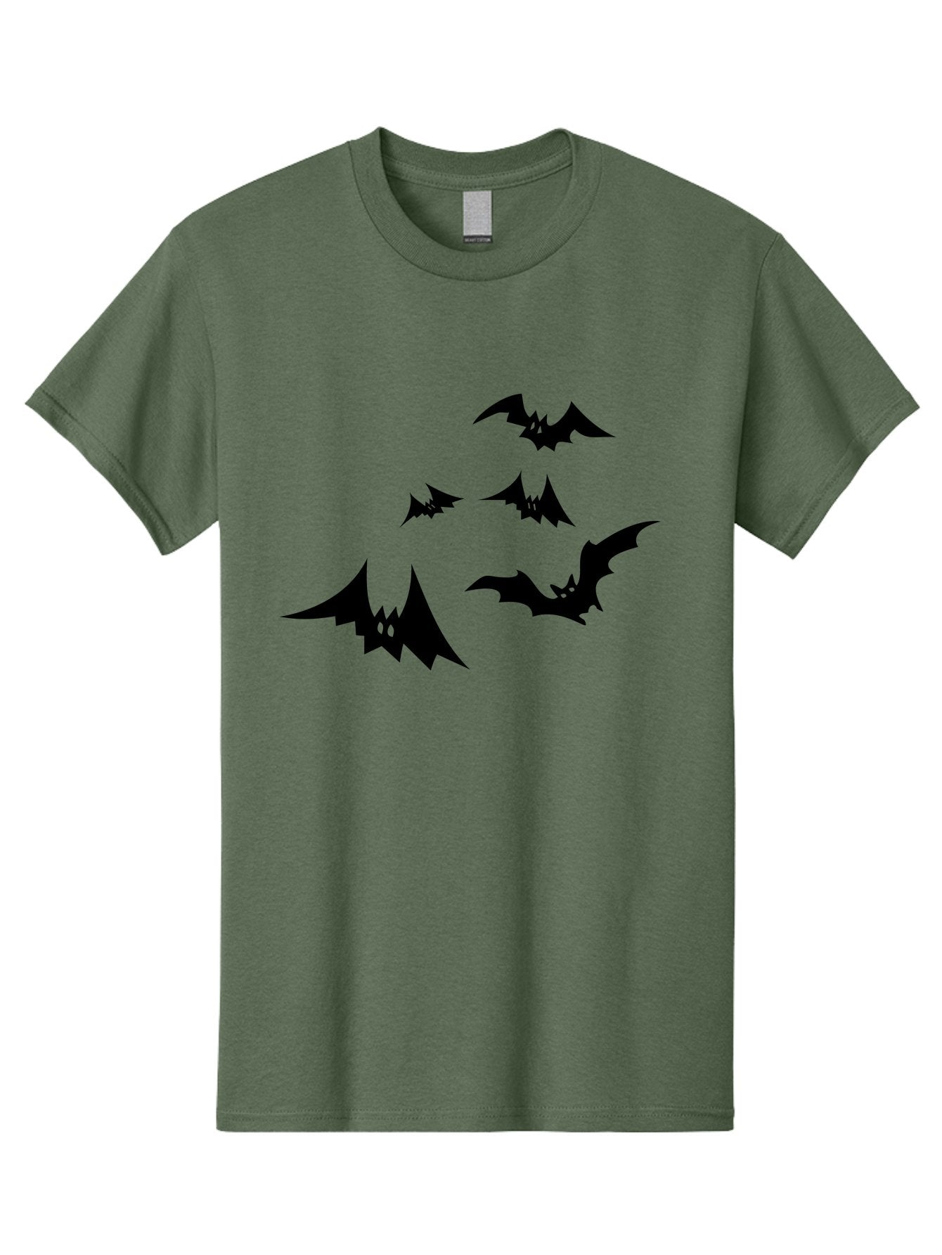 Flying-Bats Men'S Graphic Tee, 100% Cotton, Comfortable Casual Summer Wear, Machine Washable, Black Bats, Flying Bats, Halloween Symbols, Spooky Creatures, Gothic Decorations, Eerie Silhouettes, Dark Magic, Halloween Decorations Aab216