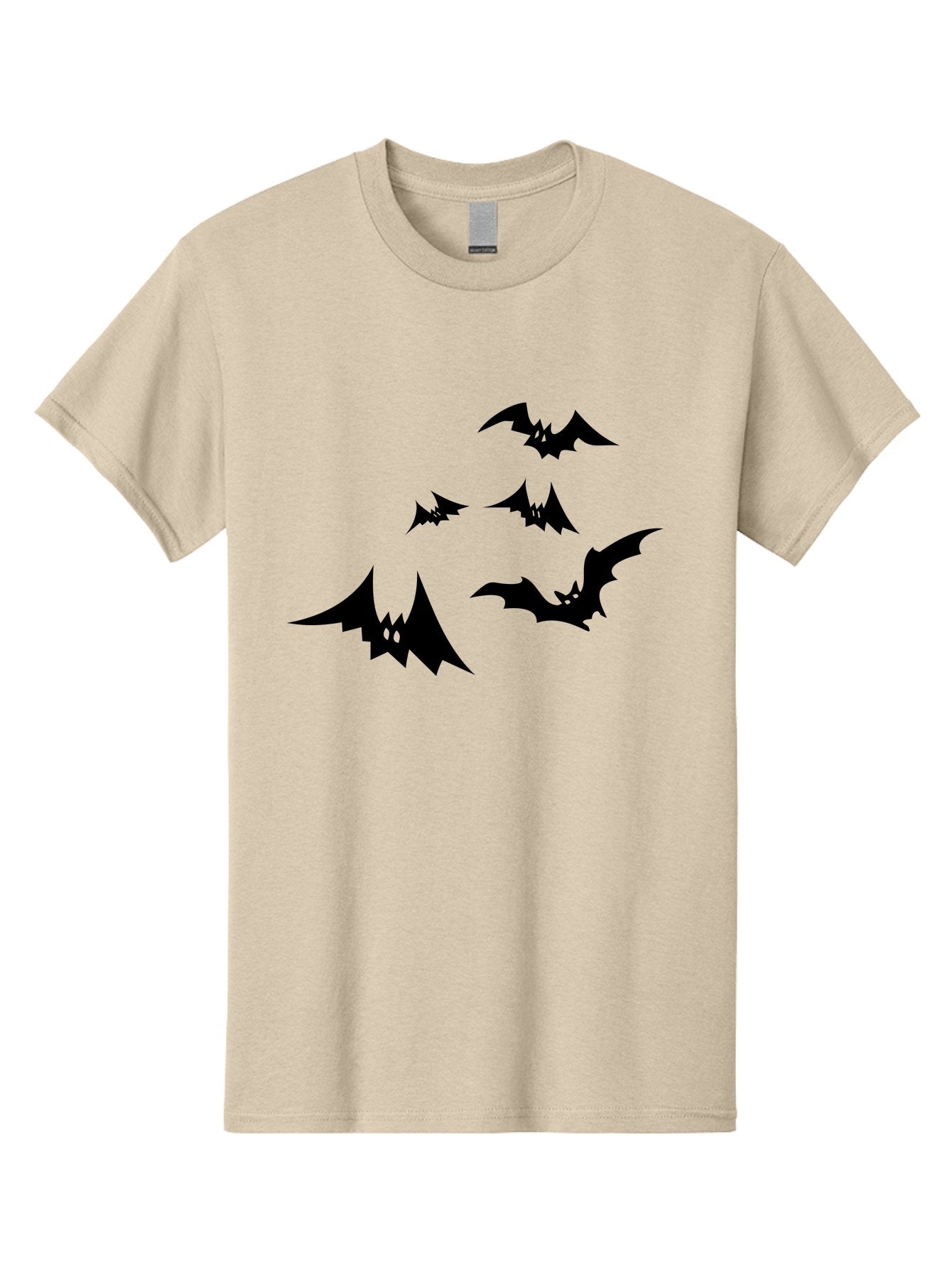 Flying-Bats Men'S Graphic Tee, 100% Cotton, Comfortable Casual Summer Wear, Machine Washable, Black Bats, Flying Bats, Halloween Symbols, Spooky Creatures, Gothic Decorations, Eerie Silhouettes, Dark Magic, Halloween Decorations Aab216 11