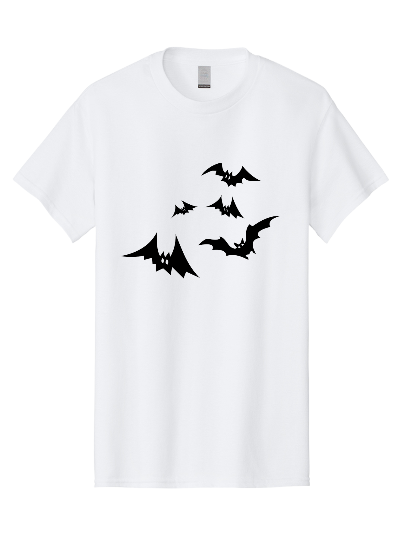 Flying-Bats Men'S Graphic Tee, 100% Cotton, Comfortable Casual Summer Wear, Machine Washable, Black Bats, Flying Bats, Halloween Symbols, Spooky Creatures, Gothic Decorations, Eerie Silhouettes, Dark Magic, Halloween Decorations Aab216 29