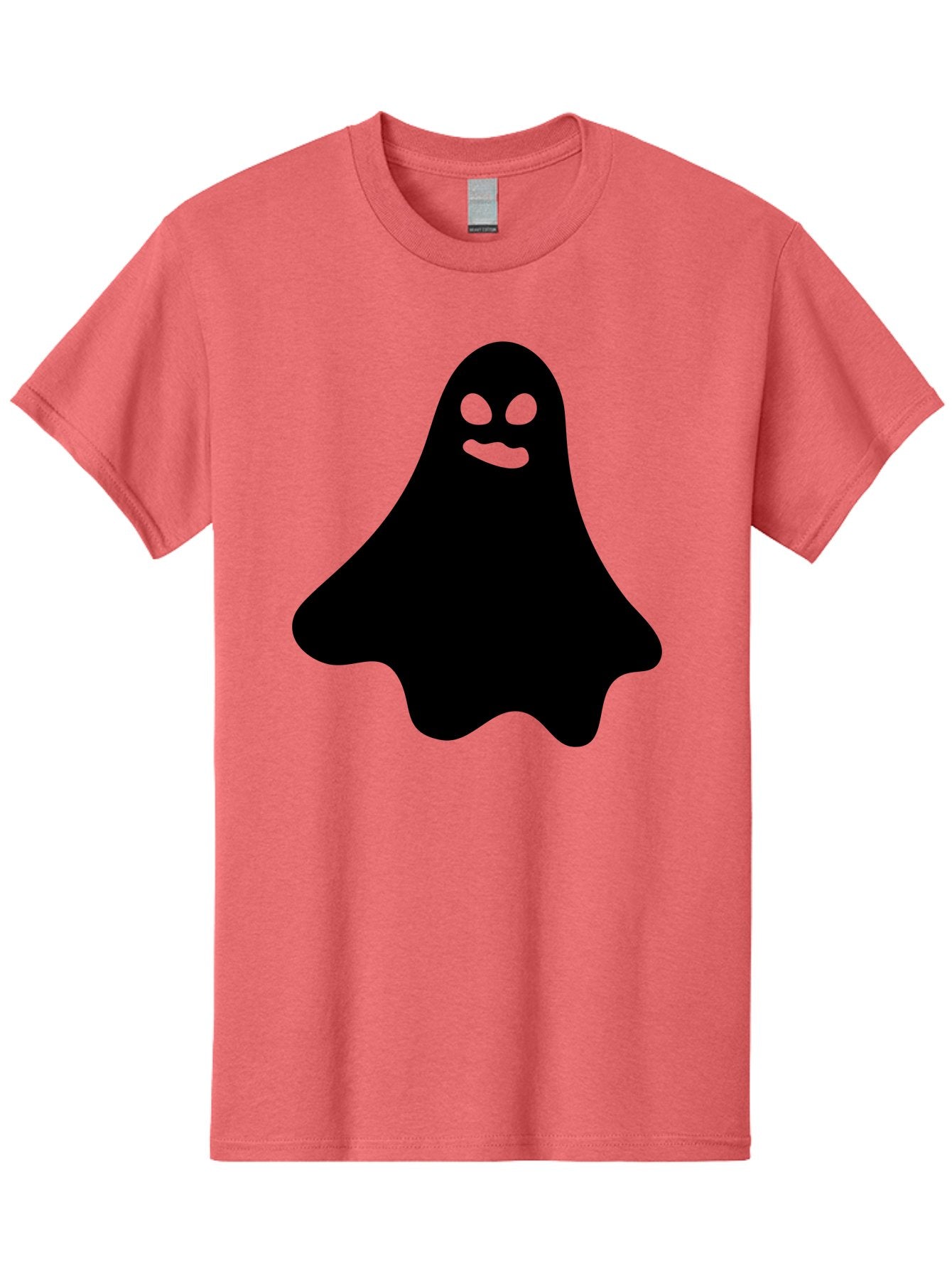 Ghost-1 Men'S Graphic Tee, 100% Cotton, Comfortable Casual Summer Wear, Machine Washable, Cartoon Ghost, Black Silhouette, Green Eyes, Smiling Face, Spooky Character, Halloween Icon, Cute Monster, Supernatural Being, Funny Ghost Aab217 6