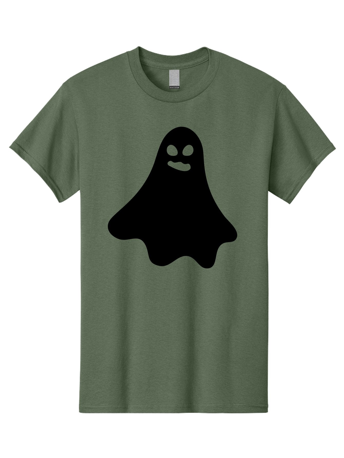 Ghost-1 Men'S Graphic Tee, 100% Cotton, Comfortable Casual Summer Wear, Machine Washable, Cartoon Ghost, Black Silhouette, Green Eyes, Smiling Face, Spooky Character, Halloween Icon, Cute Monster, Supernatural Being, Funny Ghost Aab217 15