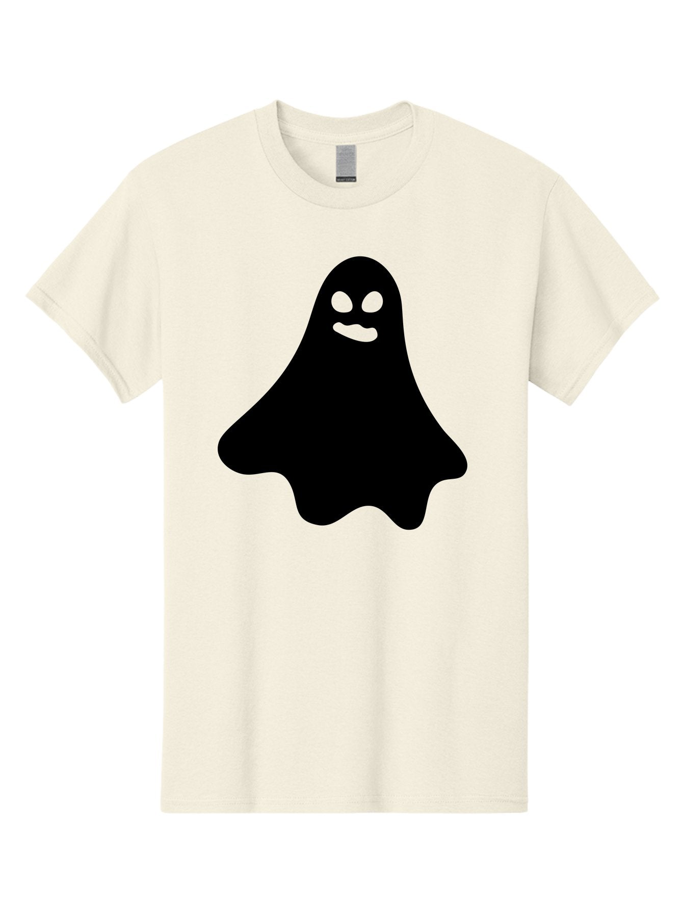 Ghost-1 Men'S Graphic Tee, 100% Cotton, Comfortable Casual Summer Wear, Machine Washable, Cartoon Ghost, Black Silhouette, Green Eyes, Smiling Face, Spooky Character, Halloween Icon, Cute Monster, Supernatural Being, Funny Ghost Aab217 3