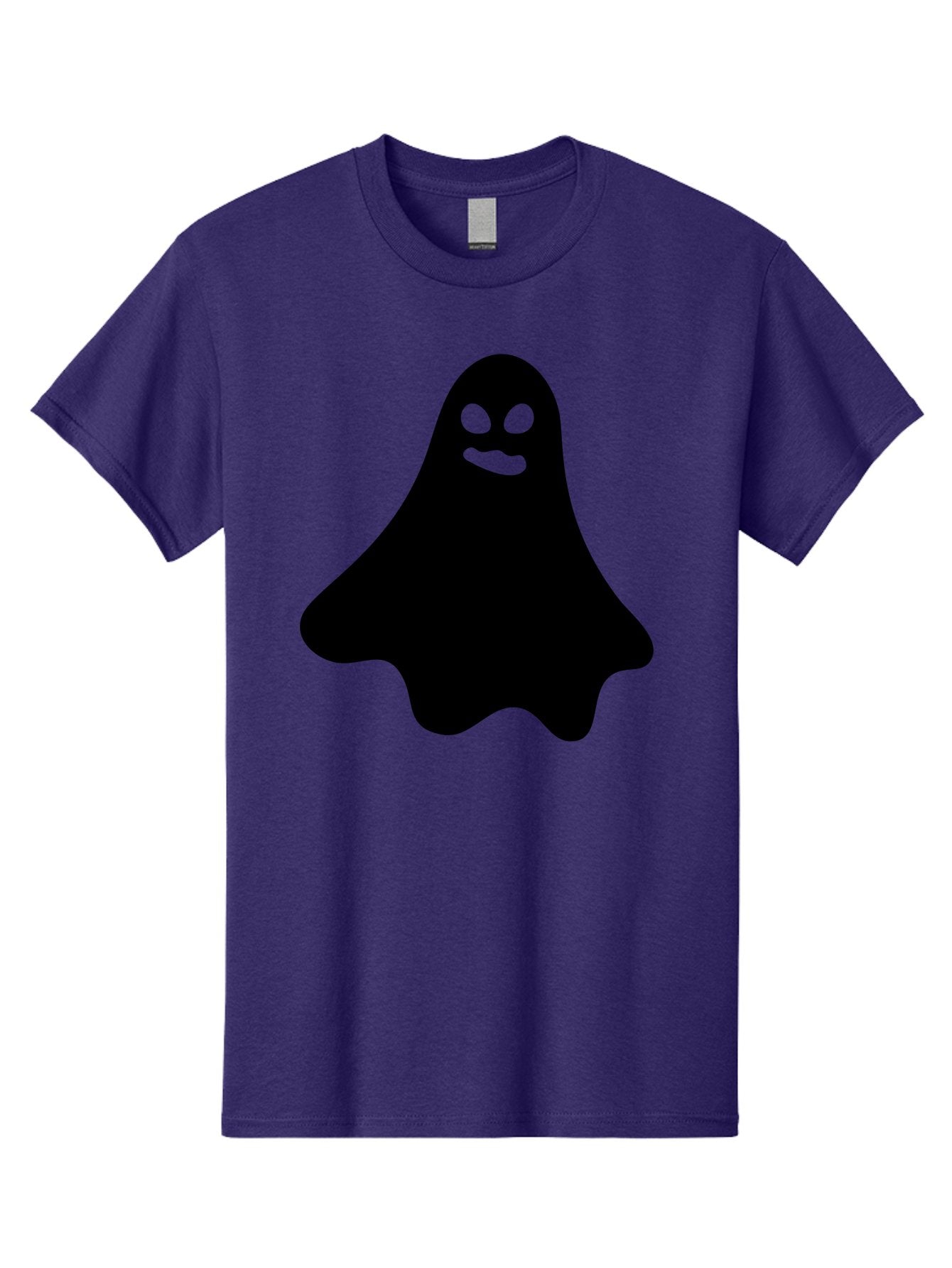 Ghost-1 Men'S Graphic Tee, 100% Cotton, Comfortable Casual Summer Wear, Machine Washable, Cartoon Ghost, Black Silhouette, Green Eyes, Smiling Face, Spooky Character, Halloween Icon, Cute Monster, Supernatural Being, Funny Ghost Aab217
