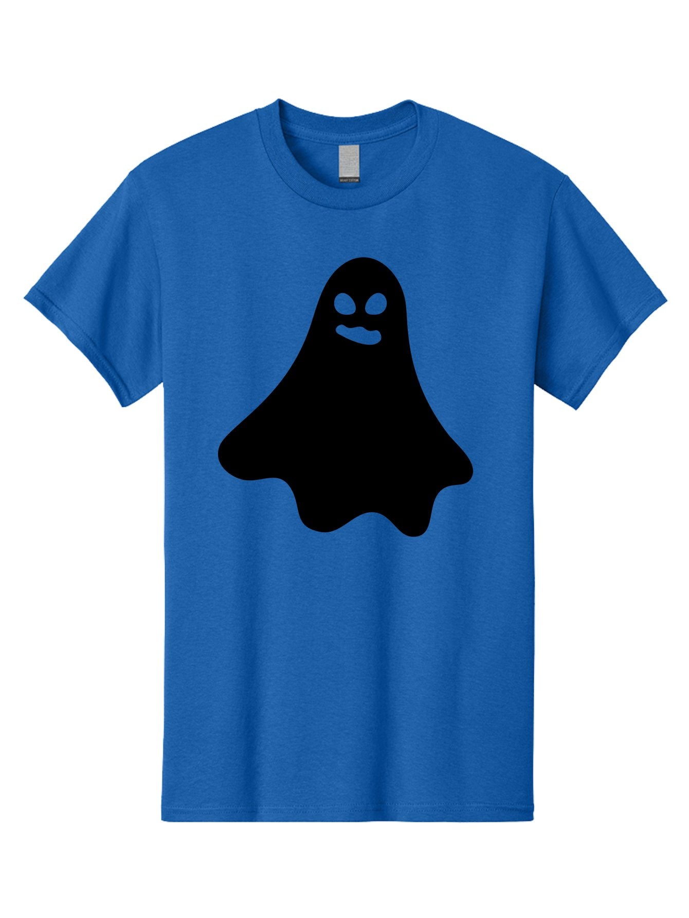 Ghost-1 Men'S Graphic Tee, 100% Cotton, Comfortable Casual Summer Wear, Machine Washable, Cartoon Ghost, Black Silhouette, Green Eyes, Smiling Face, Spooky Character, Halloween Icon, Cute Monster, Supernatural Being, Funny Ghost Aab217 5