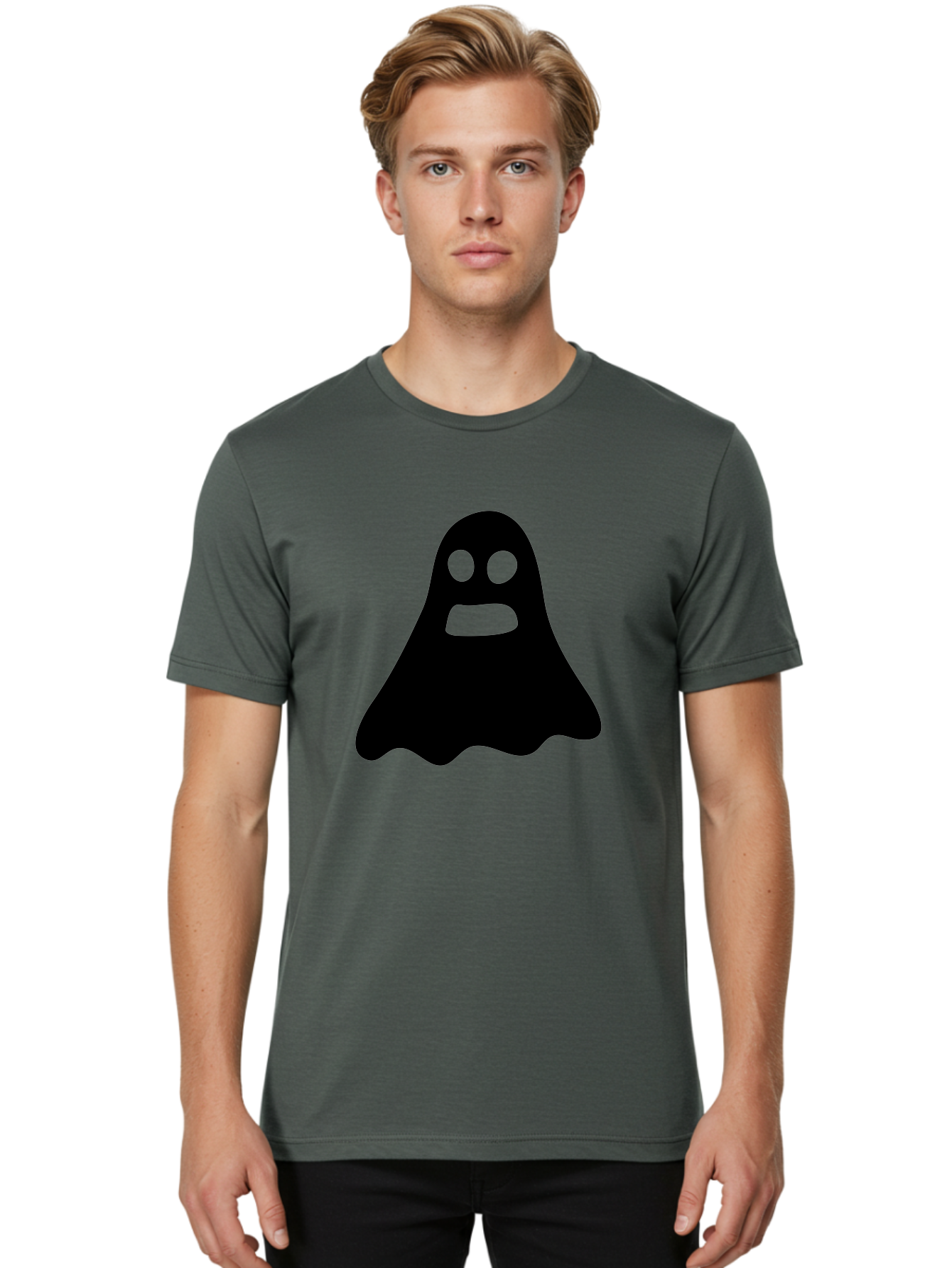 Ghost Men'S Graphic Tee, 100% Cotton, Comfortable Casual Summer Wear, Machine Washable, Ghost Character, Cartoon Style, Spooky Atmosphere, Simple Design, Bold Silhouette, Creepy Face, Halloween Theme, Paranormal Activity Aab218 4