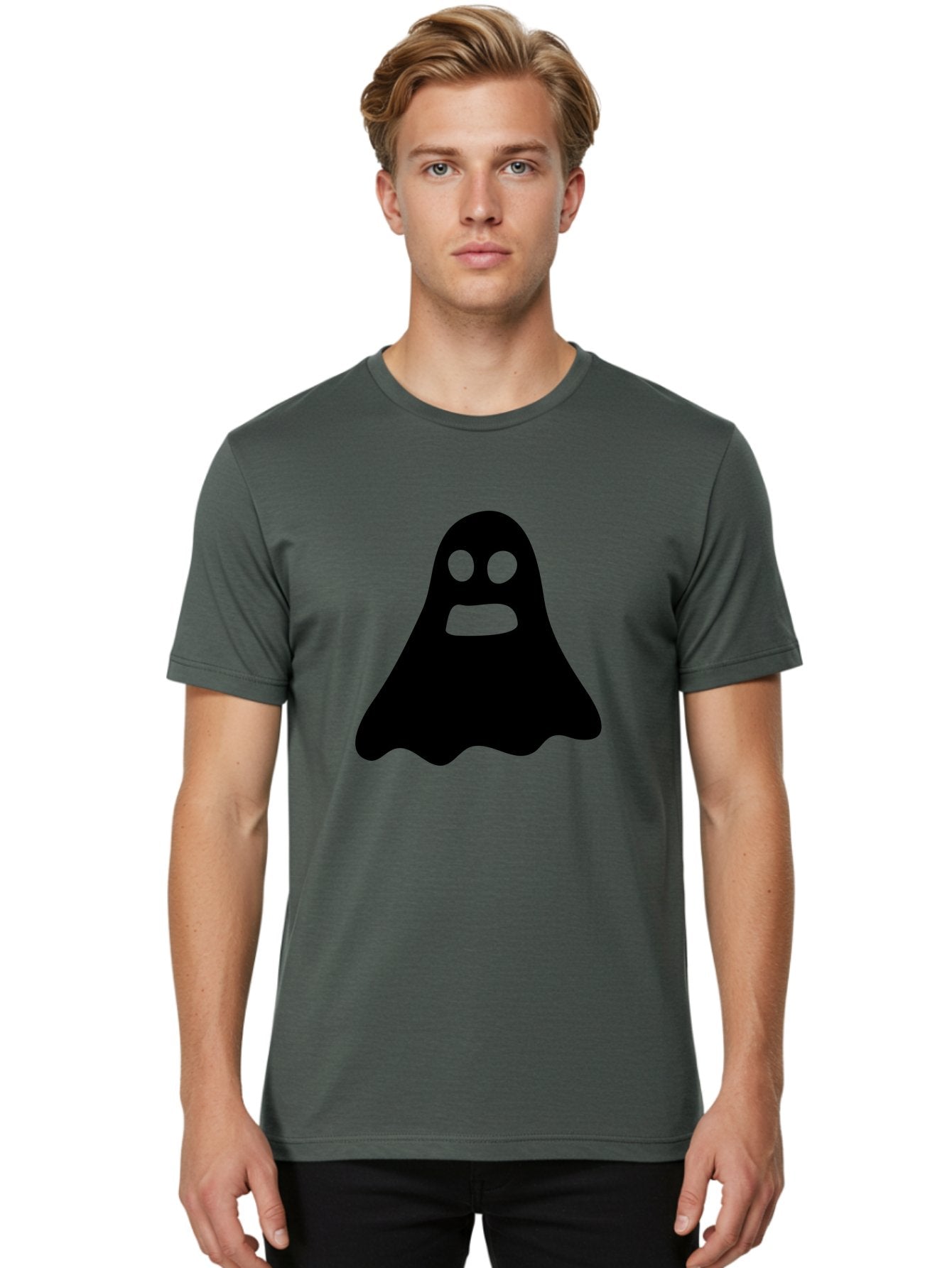 Ghost Men'S Graphic Tee, 100% Cotton, Comfortable Casual Summer Wear, Machine Washable, Ghost Character, Cartoon Style, Spooky Atmosphere, Simple Design, Bold Silhouette, Creepy Face, Halloween Theme, Paranormal Activity Aab218 30