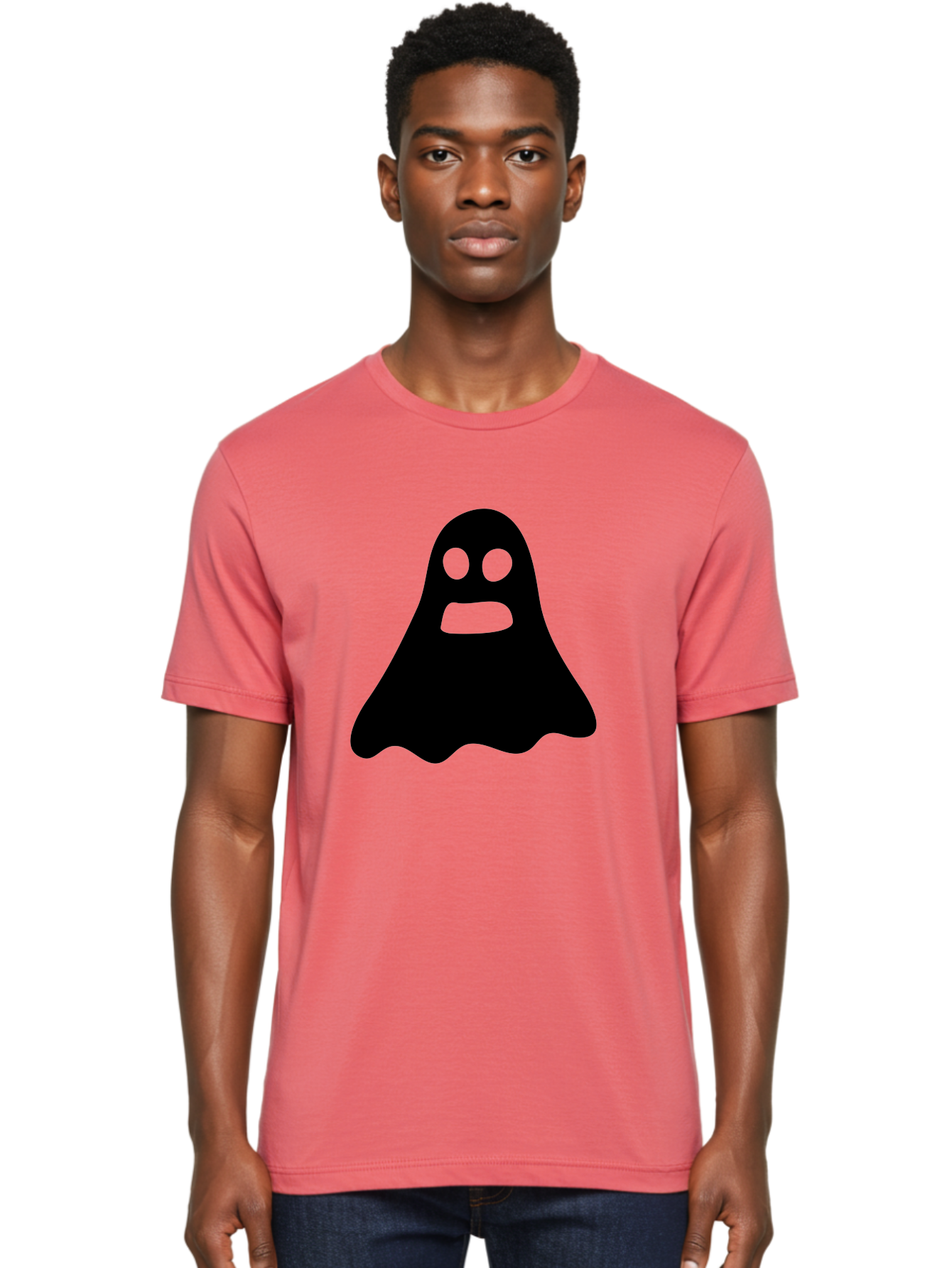 Ghost Men'S Graphic Tee, 100% Cotton, Comfortable Casual Summer Wear, Machine Washable, Ghost Character, Cartoon Style, Spooky Atmosphere, Simple Design, Bold Silhouette, Creepy Face, Halloween Theme, Paranormal Activity Aab218 6
