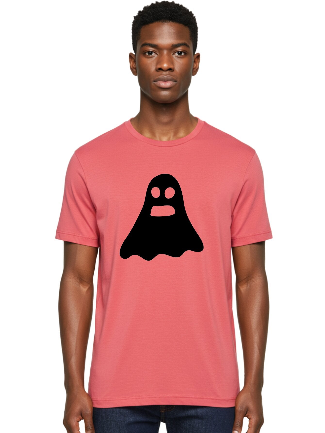 Ghost Men'S Graphic Tee, 100% Cotton, Comfortable Casual Summer Wear, Machine Washable, Ghost Character, Cartoon Style, Spooky Atmosphere, Simple Design, Bold Silhouette, Creepy Face, Halloween Theme, Paranormal Activity Aab218 20