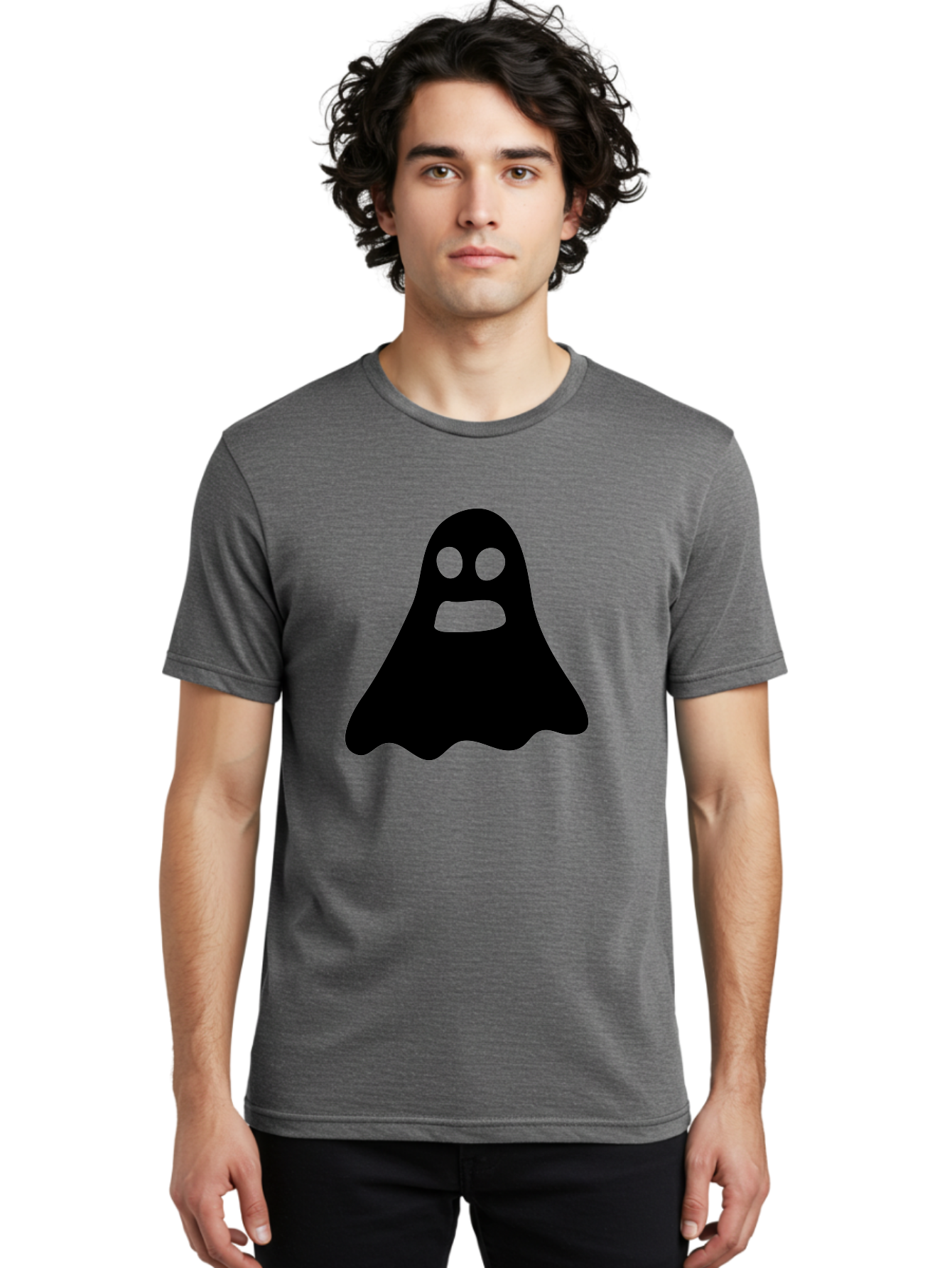 Ghost Men'S Graphic Tee, 100% Cotton, Comfortable Casual Summer Wear, Machine Washable, Ghost Character, Cartoon Style, Spooky Atmosphere, Simple Design, Bold Silhouette, Creepy Face, Halloween Theme, Paranormal Activity Aab218 10