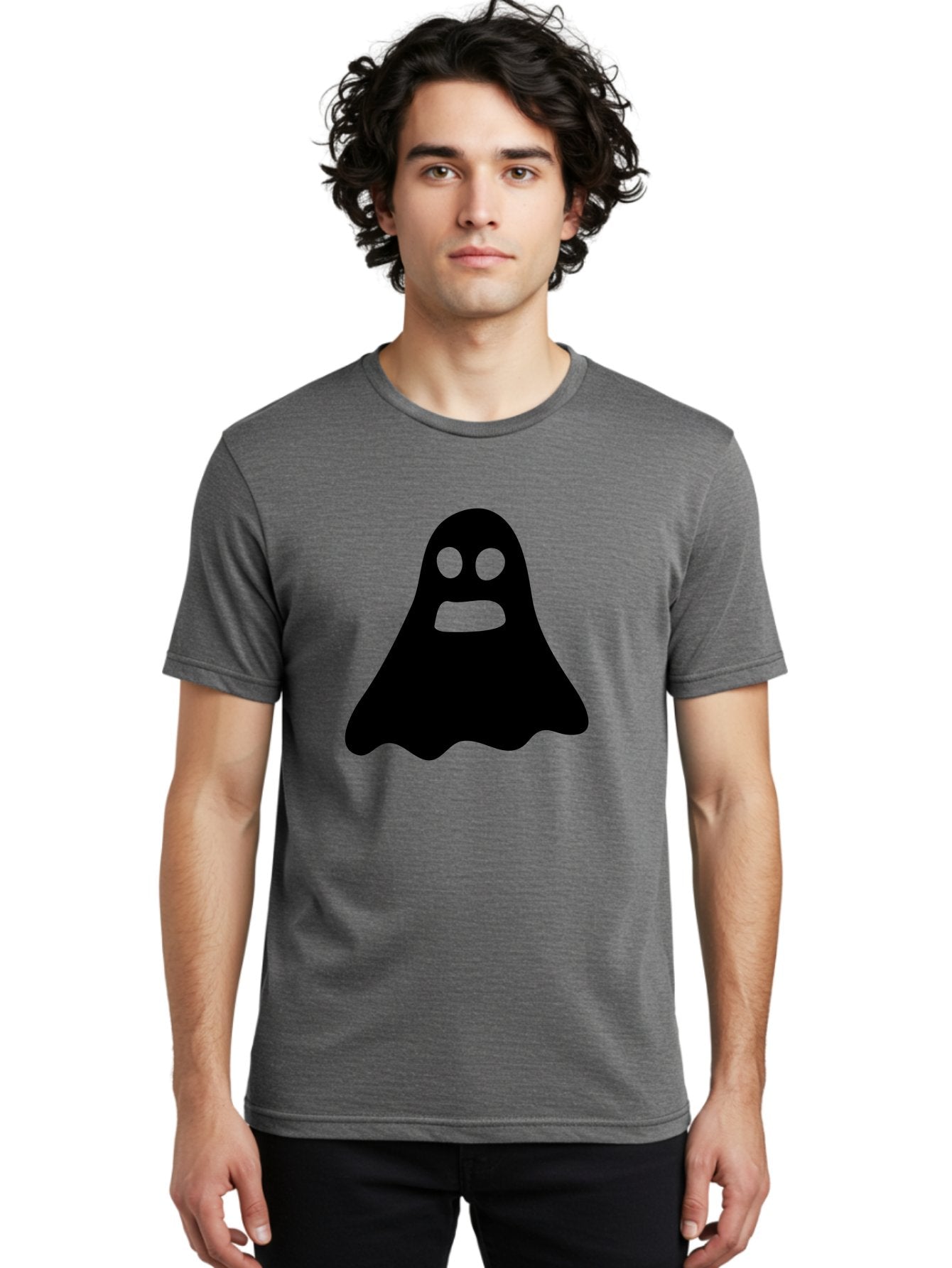Ghost Men'S Graphic Tee, 100% Cotton, Comfortable Casual Summer Wear, Machine Washable, Ghost Character, Cartoon Style, Spooky Atmosphere, Simple Design, Bold Silhouette, Creepy Face, Halloween Theme, Paranormal Activity Aab218 22