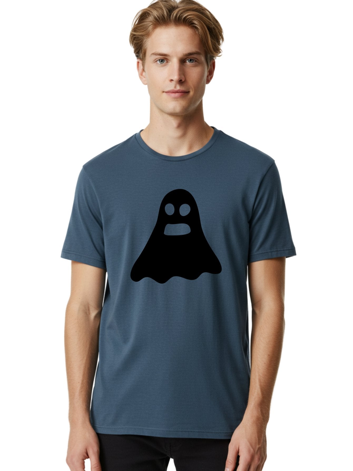 Ghost Men'S Graphic Tee, 100% Cotton, Comfortable Casual Summer Wear, Machine Washable, Ghost Character, Cartoon Style, Spooky Atmosphere, Simple Design, Bold Silhouette, Creepy Face, Halloween Theme, Paranormal Activity Aab218 26