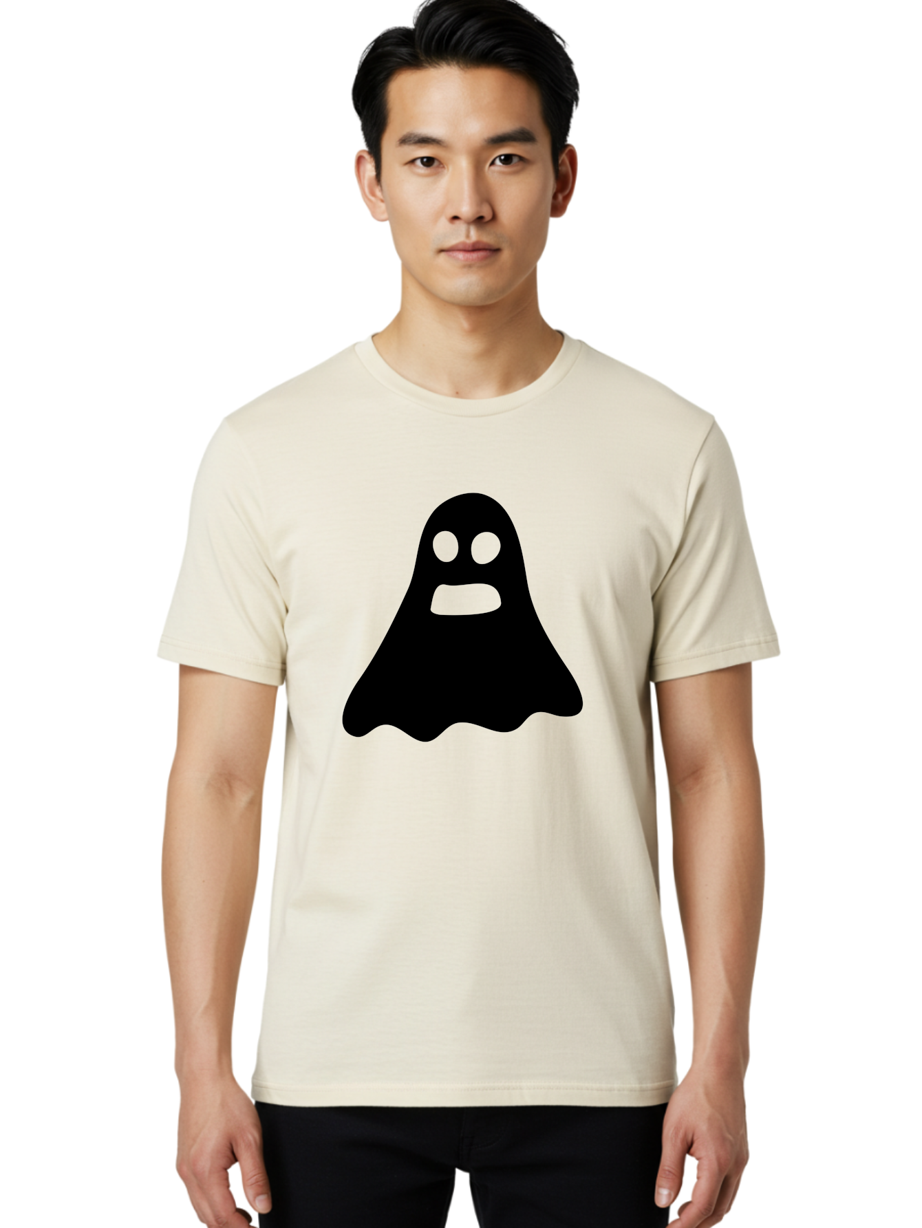 Ghost Men'S Graphic Tee, 100% Cotton, Comfortable Casual Summer Wear, Machine Washable, Ghost Character, Cartoon Style, Spooky Atmosphere, Simple Design, Bold Silhouette, Creepy Face, Halloween Theme, Paranormal Activity Aab218 18