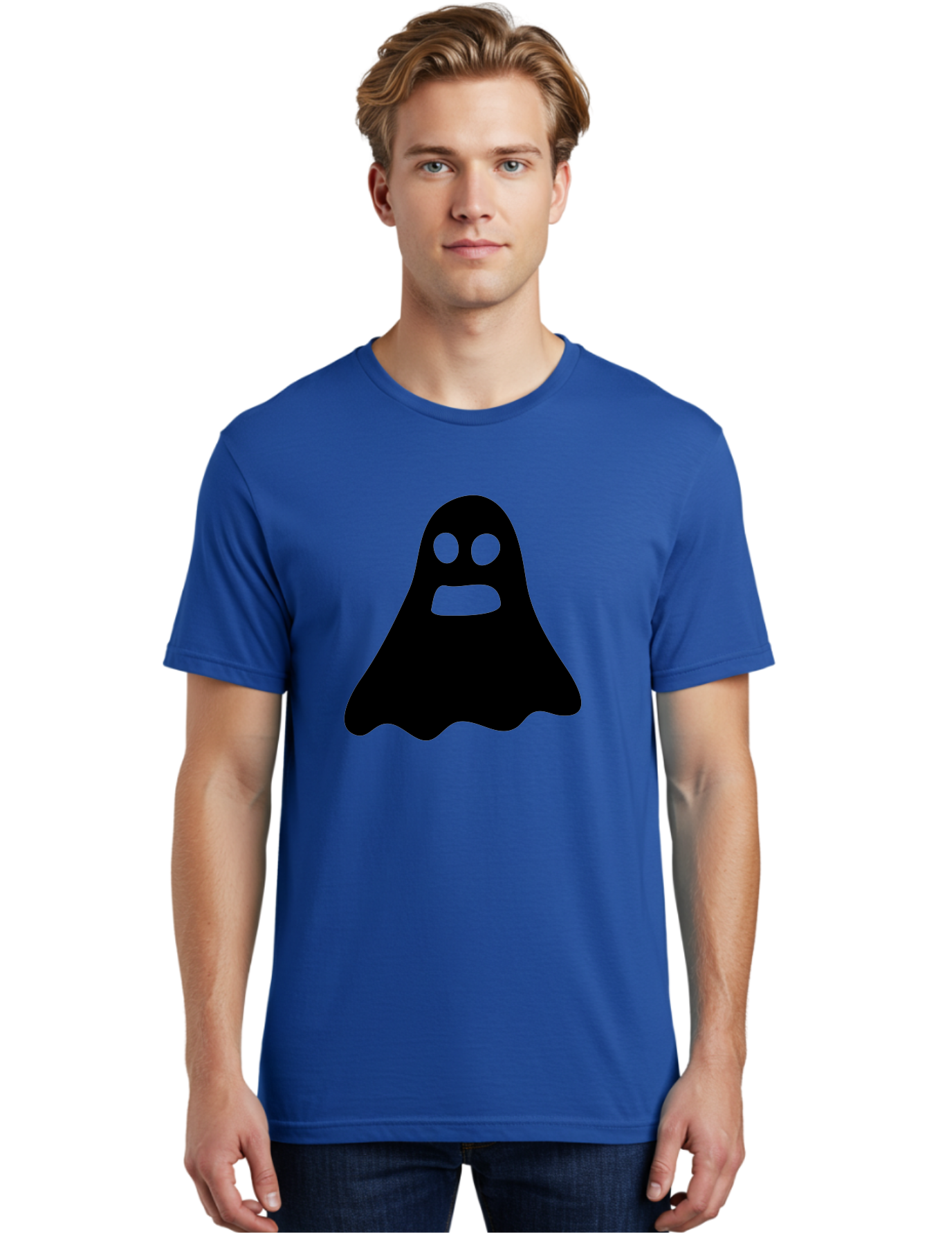 Ghost Men'S Graphic Tee, 100% Cotton, Comfortable Casual Summer Wear, Machine Washable, Ghost Character, Cartoon Style, Spooky Atmosphere, Simple Design, Bold Silhouette, Creepy Face, Halloween Theme, Paranormal Activity Aab218 26