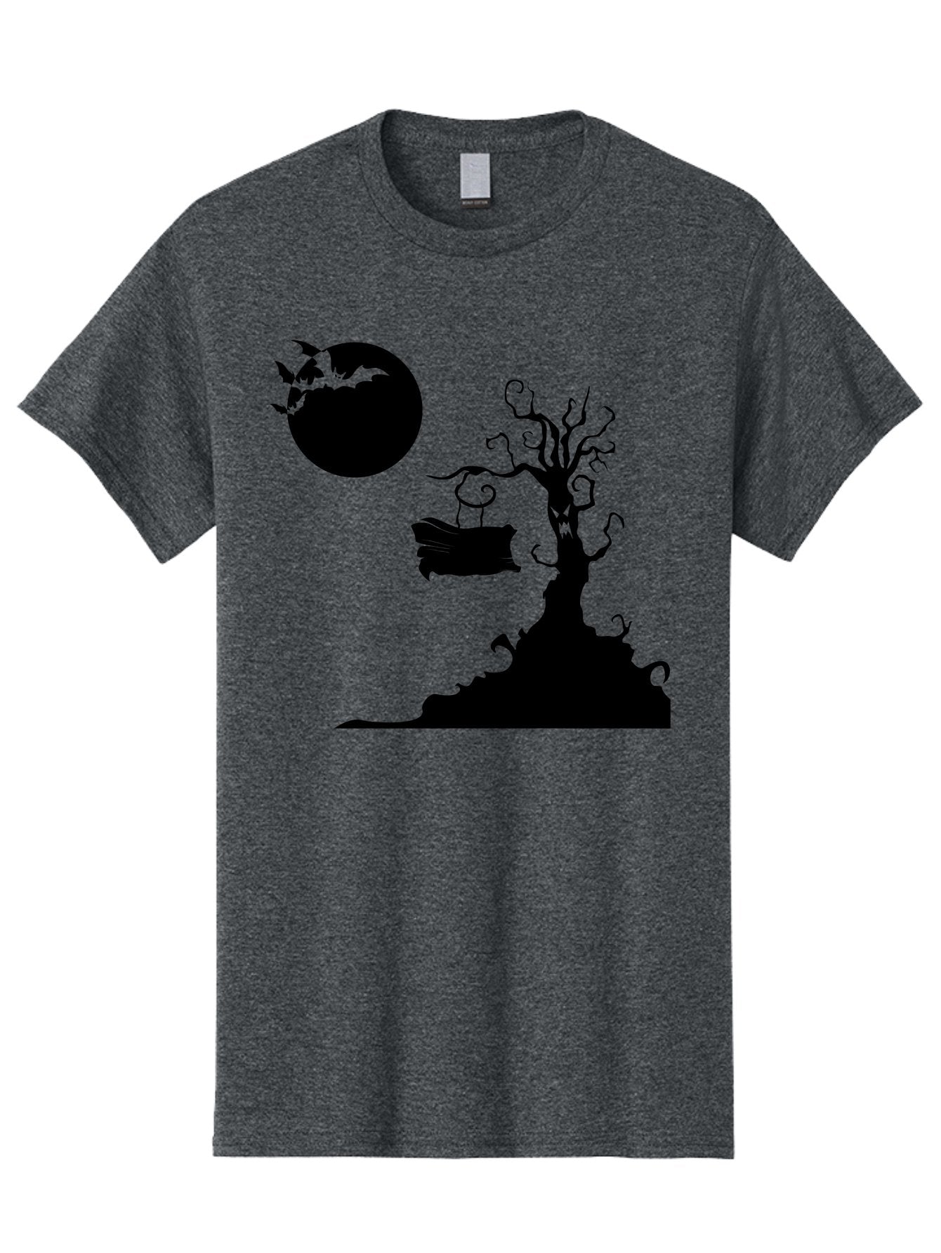 Halloween-Tree Men'S Graphic Tee, 100% Cotton, Comfortable Casual Summer Wear, Machine Washable, Halloween Scene, Spooky Atmosphere, Flying Bats, Haunted Tree, Swing, Full Moon, Dark Silhouette, Autumn Leaves, Halloween Decorations, Aab219 8