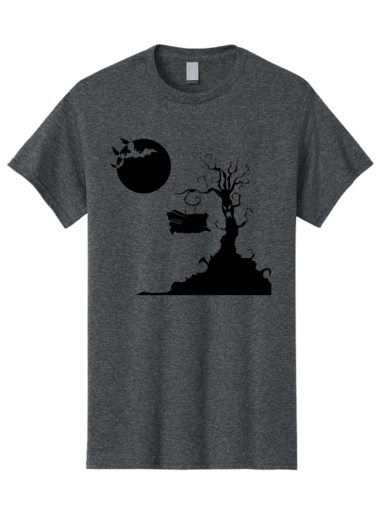 Halloween-Tree Men'S Graphic Tee, 100% Cotton, Comfortable Casual Summer Wear, Machine Washable, Halloween Scene, Spooky Atmosphere, Flying Bats, Haunted Tree, Swing, Full Moon, Dark Silhouette, Autumn Leaves, Halloween Decorations, Aab219 7