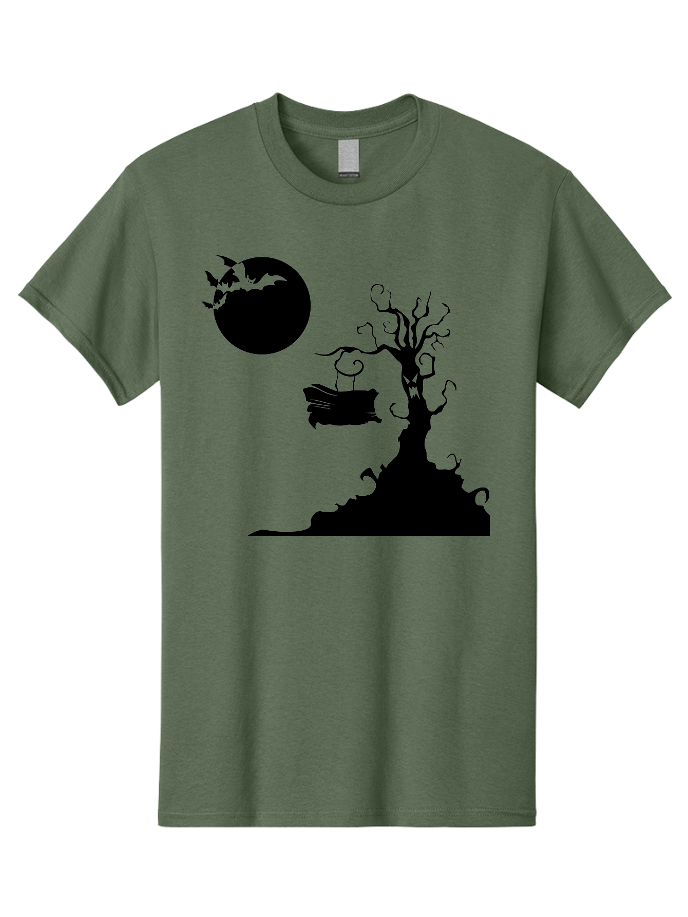 Halloween-Tree Men'S Graphic Tee, 100% Cotton, Comfortable Casual Summer Wear, Machine Washable, Halloween Scene, Spooky Atmosphere, Flying Bats, Haunted Tree, Swing, Full Moon, Dark Silhouette, Autumn Leaves, Halloween Decorations, Aab219 15