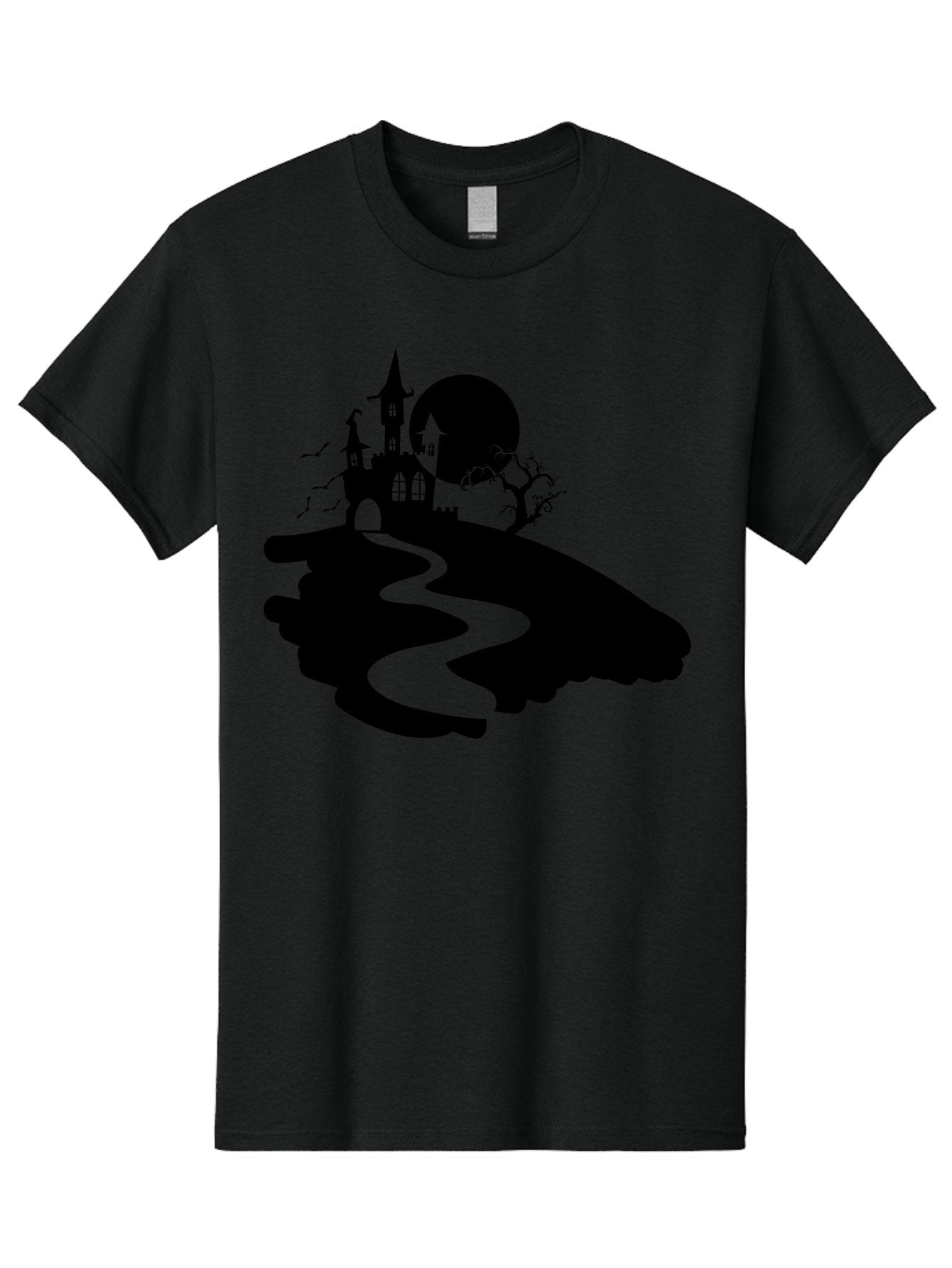 Hand-Holding-Haunted-Mansion Men'S Graphic Tee, 100% Cotton, Comfortable Casual Summer Wear, Machine Washable, Haunted Castle, Spooky Atmosphere, Witching Hour, Full Moon, Creepy Tree, Winding Path, Mystical Ambiance, Gothic Architecture, Aab220 7