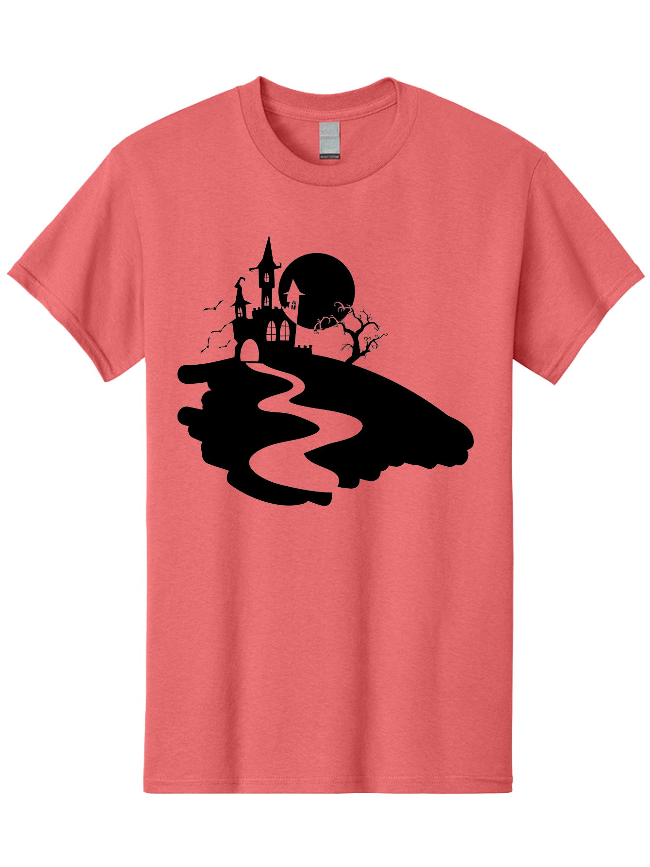 Hand-Holding-Haunted-Mansion Men'S Graphic Tee, 100% Cotton, Comfortable Casual Summer Wear, Machine Washable, Haunted Castle, Spooky Atmosphere, Witching Hour, Full Moon, Creepy Tree, Winding Path, Mystical Ambiance, Gothic Architecture, Aab220 5