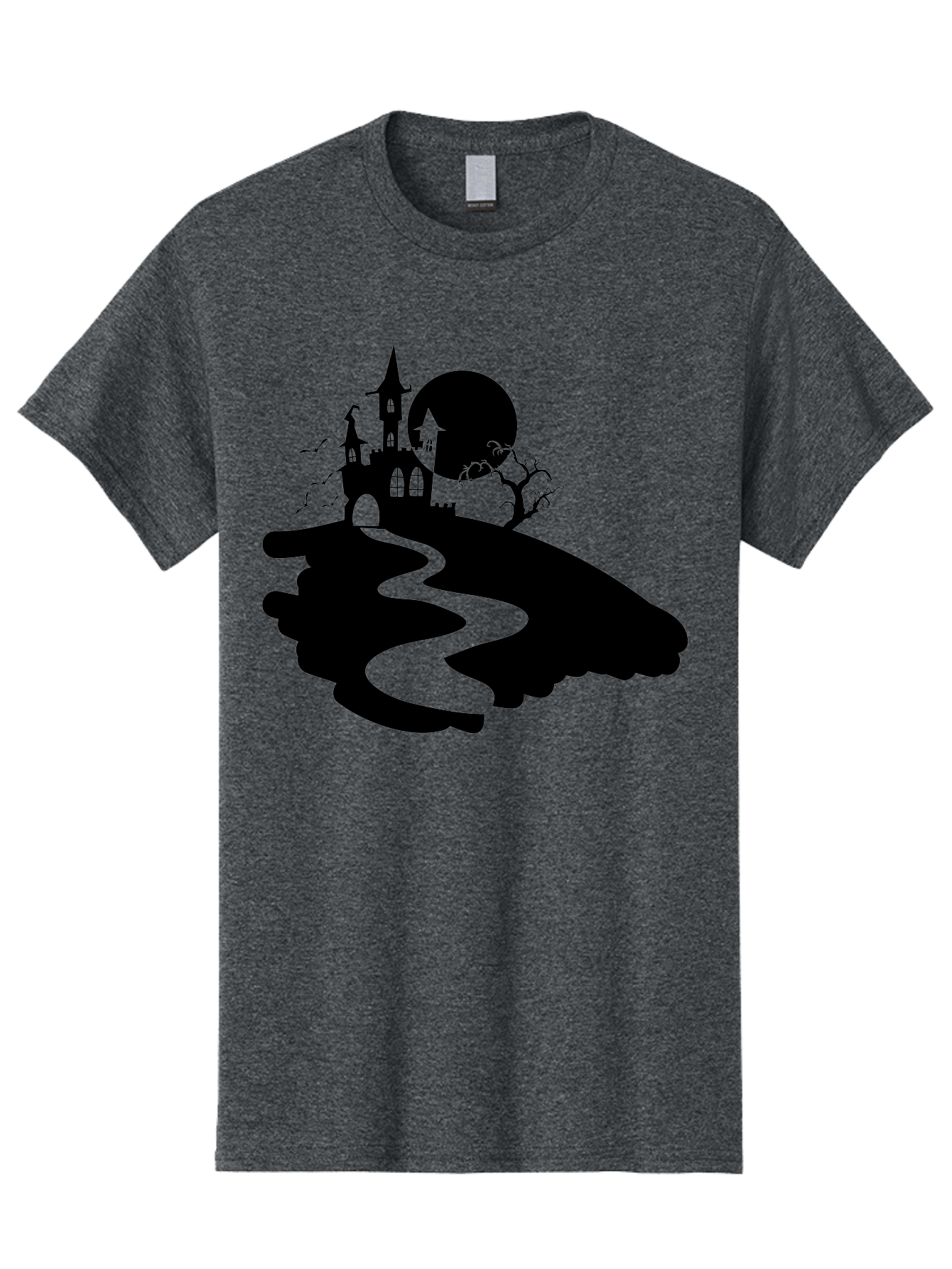 Hand-Holding-Haunted-Mansion Men'S Graphic Tee, 100% Cotton, Comfortable Casual Summer Wear, Machine Washable, Haunted Castle, Spooky Atmosphere, Witching Hour, Full Moon, Creepy Tree, Winding Path, Mystical Ambiance, Gothic Architecture, Aab220 7