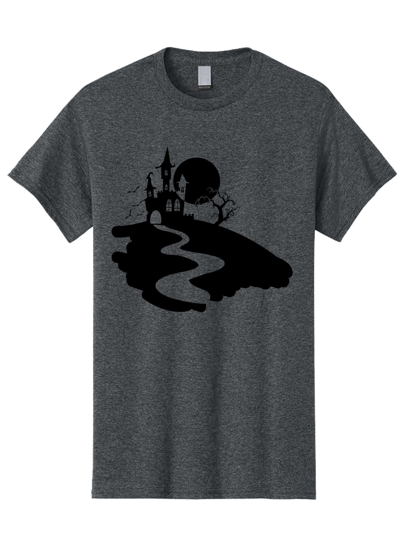 Hand-Holding-Haunted-Mansion Men'S Graphic Tee, 100% Cotton, Comfortable Casual Summer Wear, Machine Washable, Haunted Castle, Spooky Atmosphere, Witching Hour, Full Moon, Creepy Tree, Winding Path, Mystical Ambiance, Gothic Architecture, Aab220 8