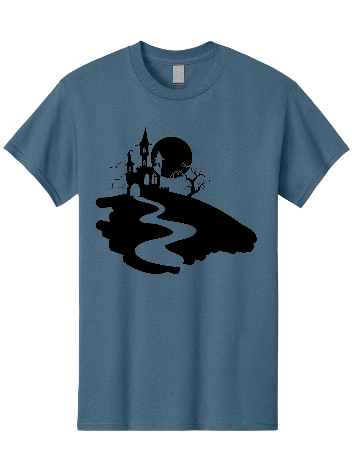 Hand-Holding-Haunted-Mansion Men'S Graphic Tee, 100% Cotton, Comfortable Casual Summer Wear, Machine Washable, Haunted Castle, Spooky Atmosphere, Witching Hour, Full Moon, Creepy Tree, Winding Path, Mystical Ambiance, Gothic Architecture, Aab220 11