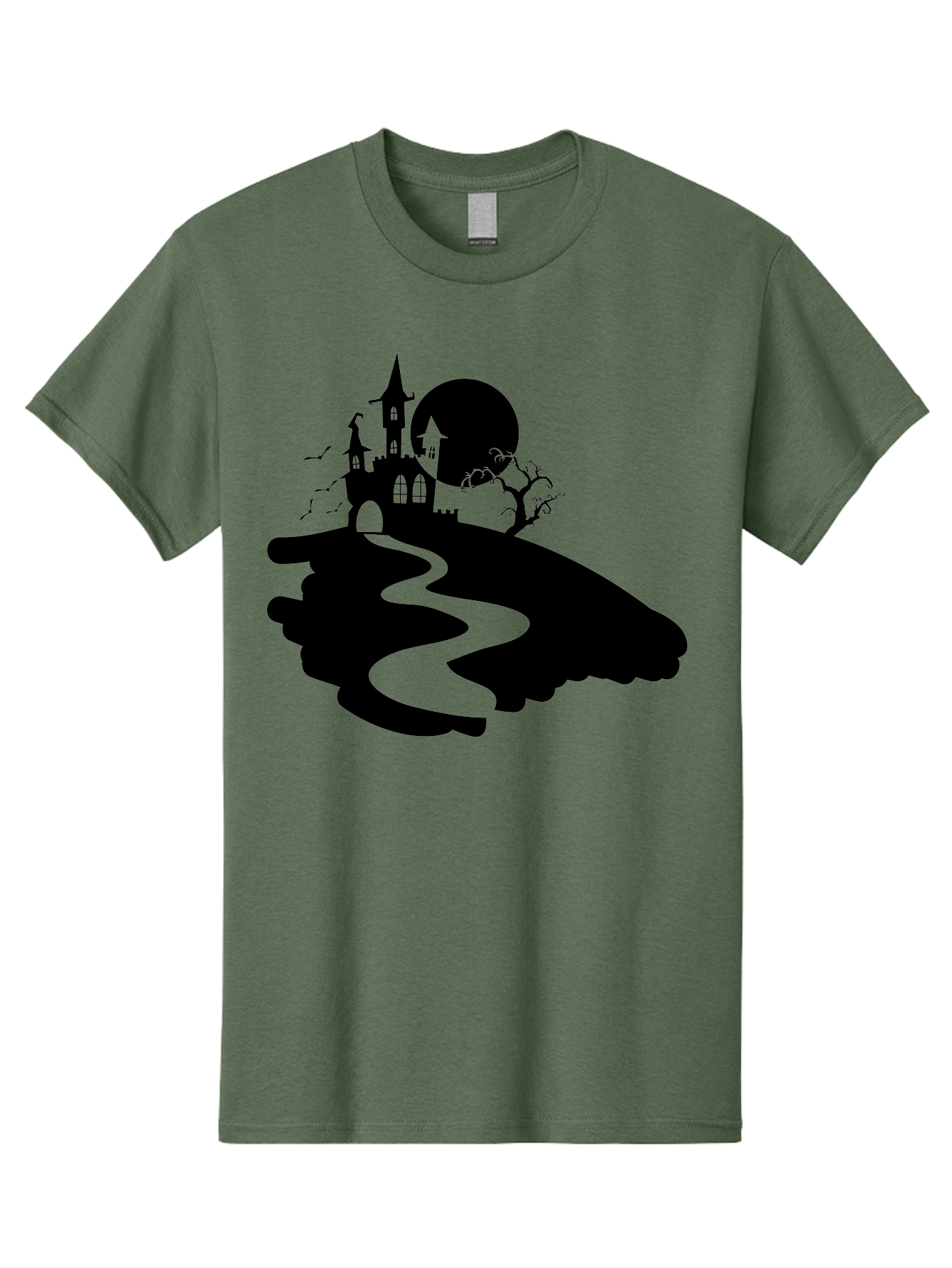 Hand-Holding-Haunted-Mansion Men'S Graphic Tee, 100% Cotton, Comfortable Casual Summer Wear, Machine Washable, Haunted Castle, Spooky Atmosphere, Witching Hour, Full Moon, Creepy Tree, Winding Path, Mystical Ambiance, Gothic Architecture, Aab220 15