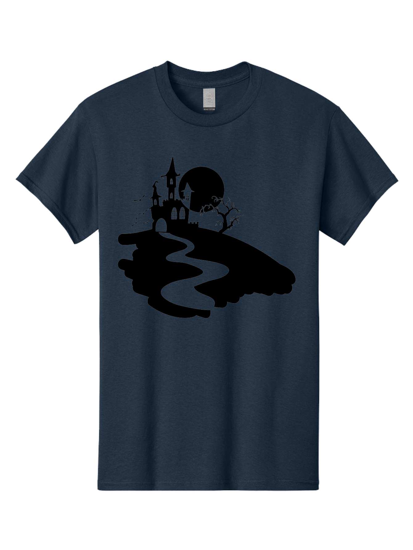 Hand-Holding-Haunted-Mansion Men'S Graphic Tee, 100% Cotton, Comfortable Casual Summer Wear, Machine Washable, Haunted Castle, Spooky Atmosphere, Witching Hour, Full Moon, Creepy Tree, Winding Path, Mystical Ambiance, Gothic Architecture, Aab220 19