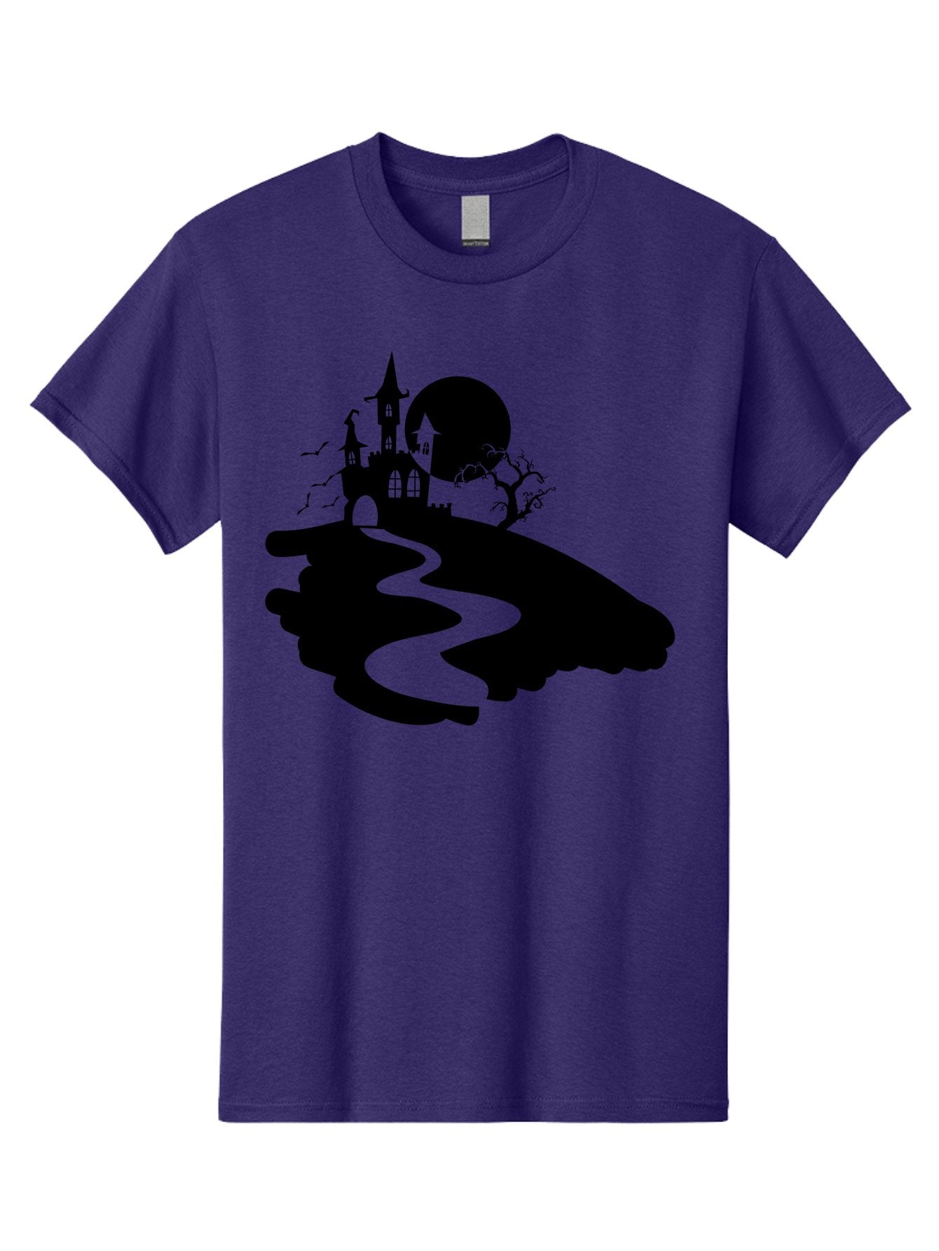 Hand-Holding-Haunted-Mansion Men'S Graphic Tee, 100% Cotton, Comfortable Casual Summer Wear, Machine Washable, Haunted Castle, Spooky Atmosphere, Witching Hour, Full Moon, Creepy Tree, Winding Path, Mystical Ambiance, Gothic Architecture, Aab220 11