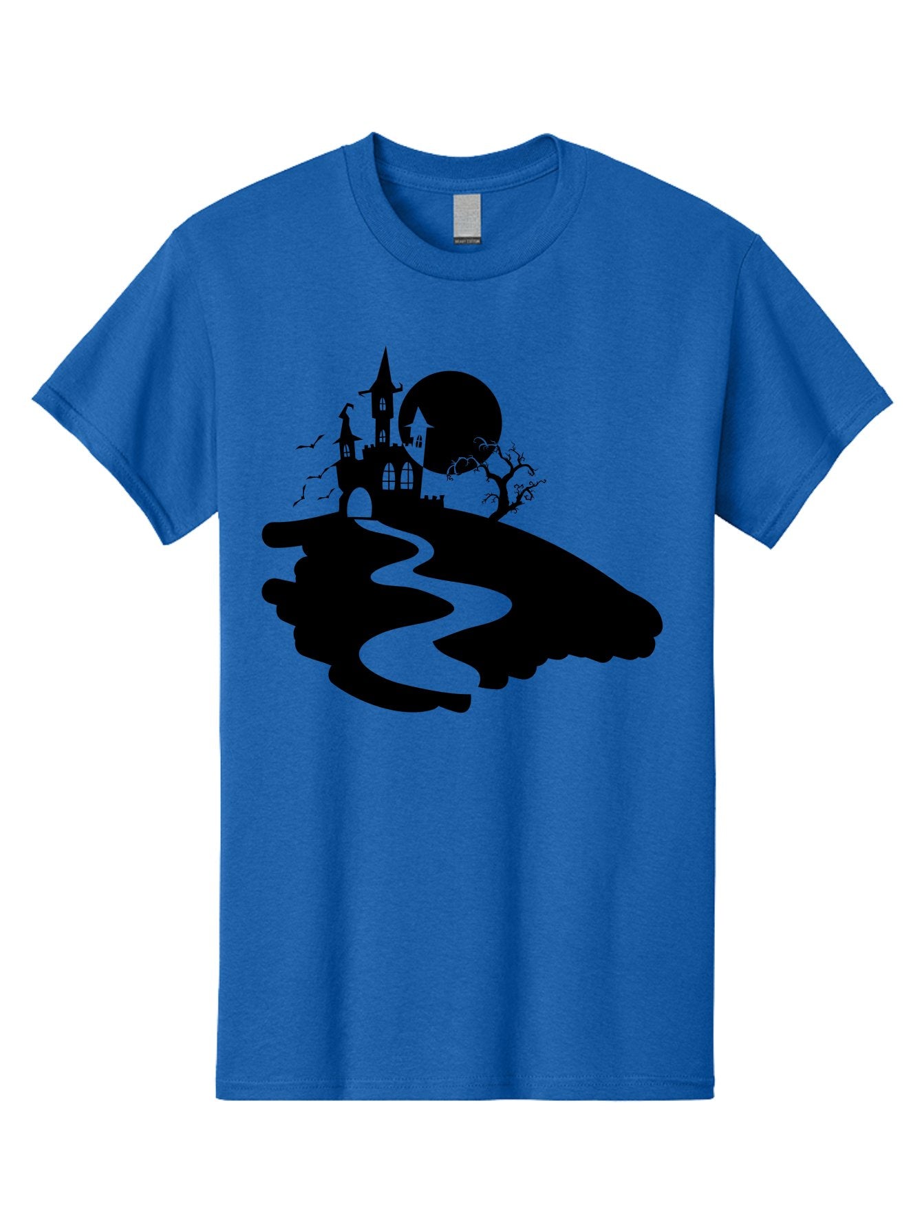 Hand-Holding-Haunted-Mansion Men'S Graphic Tee, 100% Cotton, Comfortable Casual Summer Wear, Machine Washable, Haunted Castle, Spooky Atmosphere, Witching Hour, Full Moon, Creepy Tree, Winding Path, Mystical Ambiance, Gothic Architecture, Aab220 4