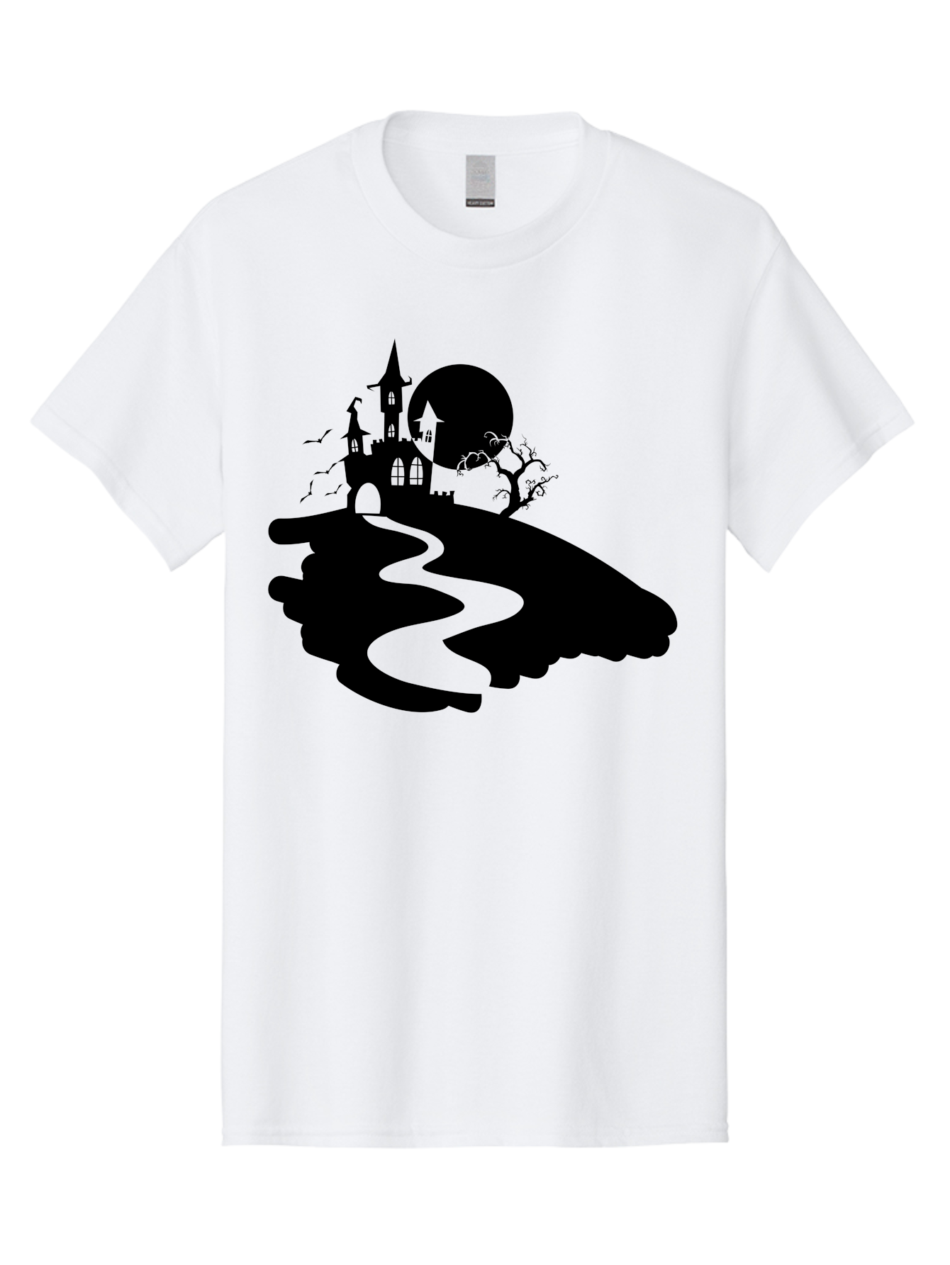 Hand-Holding-Haunted-Mansion Men'S Graphic Tee, 100% Cotton, Comfortable Casual Summer Wear, Machine Washable, Haunted Castle, Spooky Atmosphere, Witching Hour, Full Moon, Creepy Tree, Winding Path, Mystical Ambiance, Gothic Architecture, Aab220 29